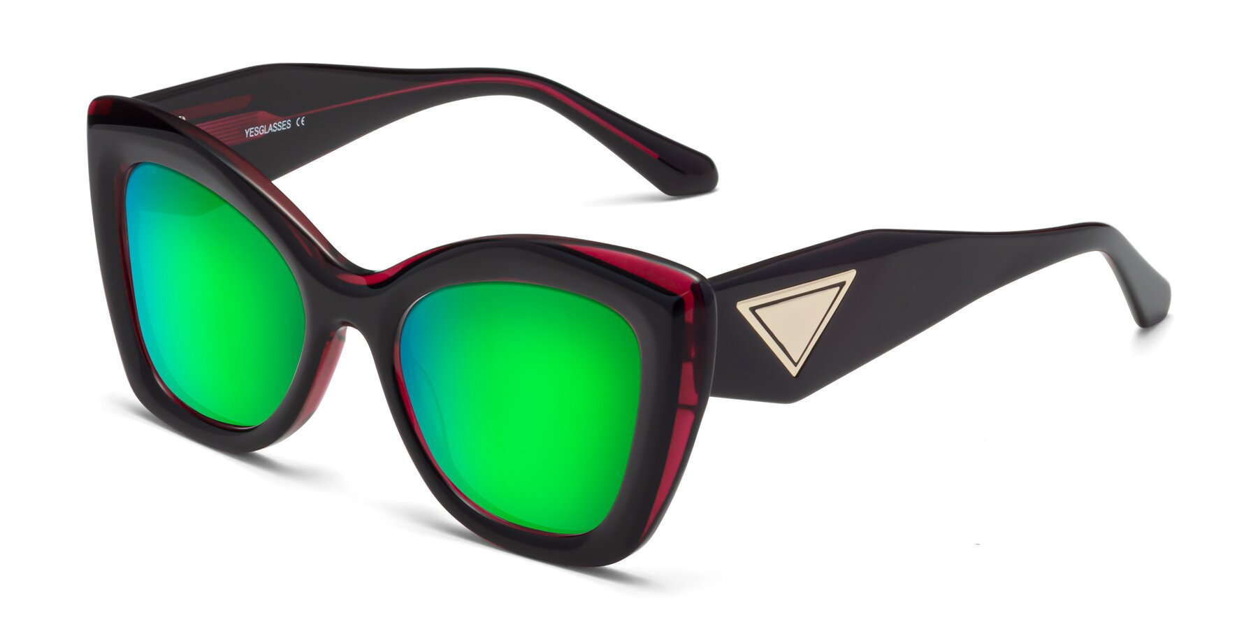 Angle of Riffe in Black-Purple with Green Mirrored Lenses