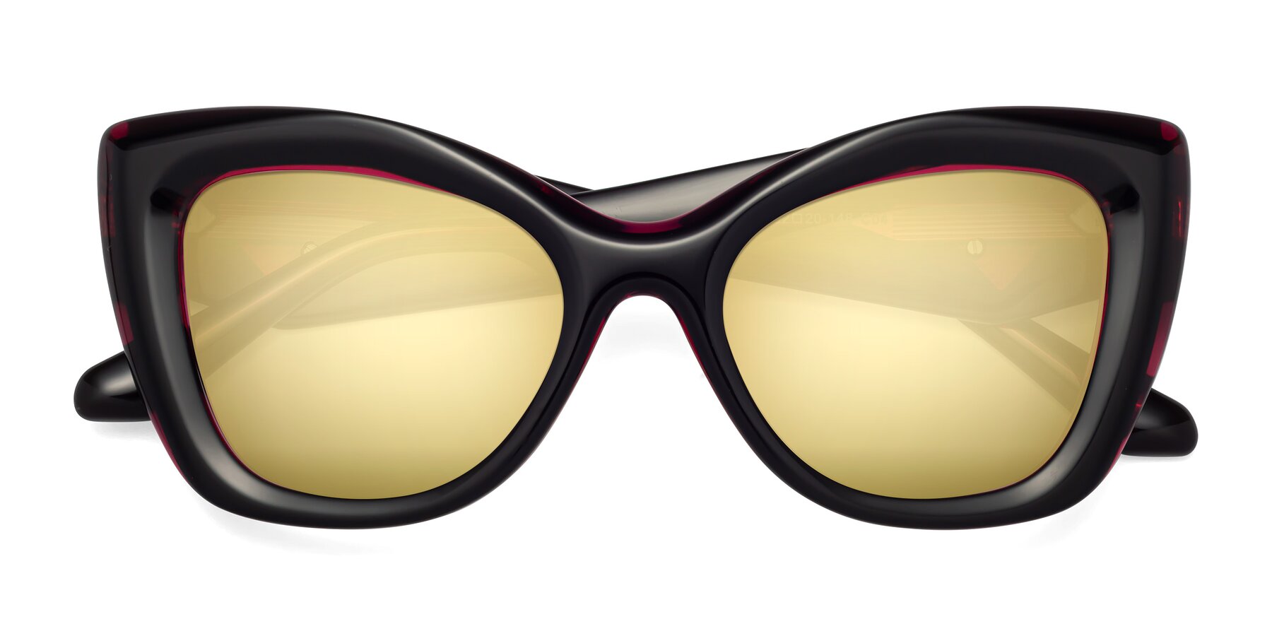 Folded Front of Riffe in Black-Purple with Gold Mirrored Lenses
