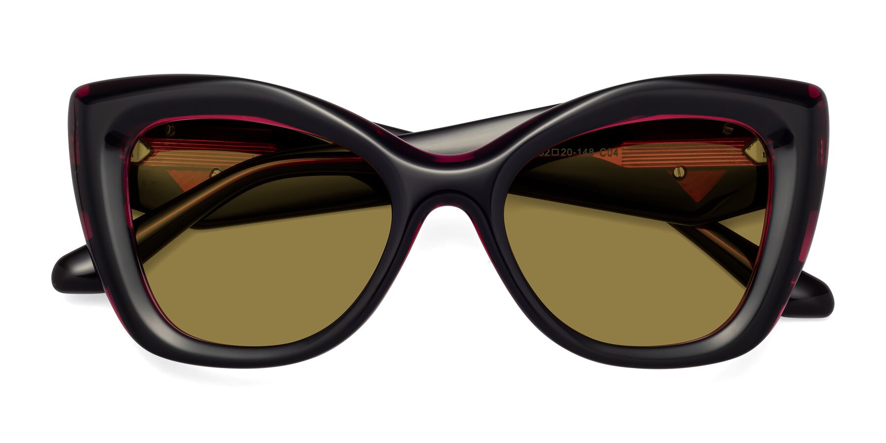 Folded Front of Riffe in Black-Purple with Brown Polarized Lenses