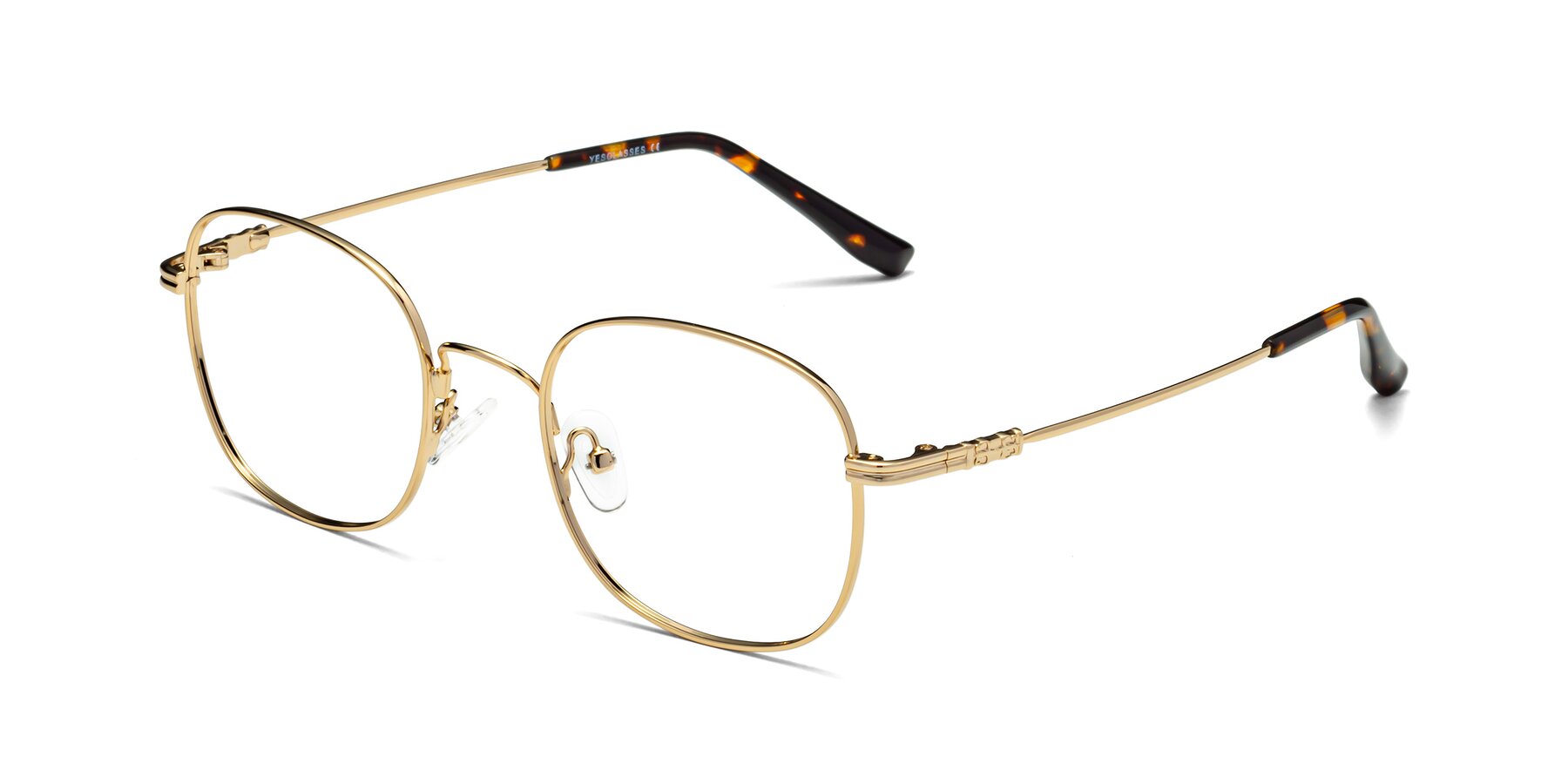 Angle of Roots in Gold with Clear Reading Eyeglass Lenses