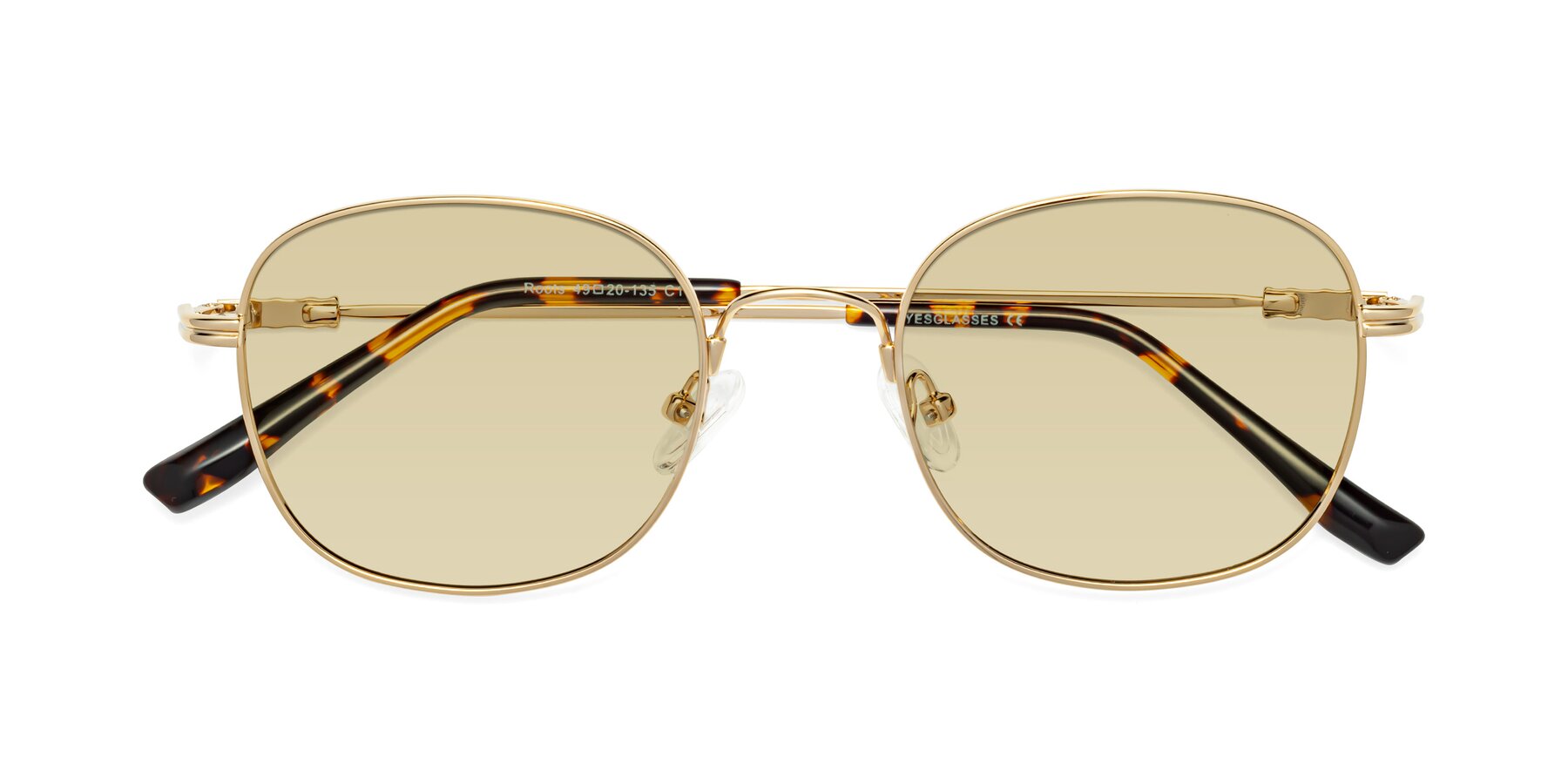 Folded Front of Roots in Gold with Light Champagne Tinted Lenses