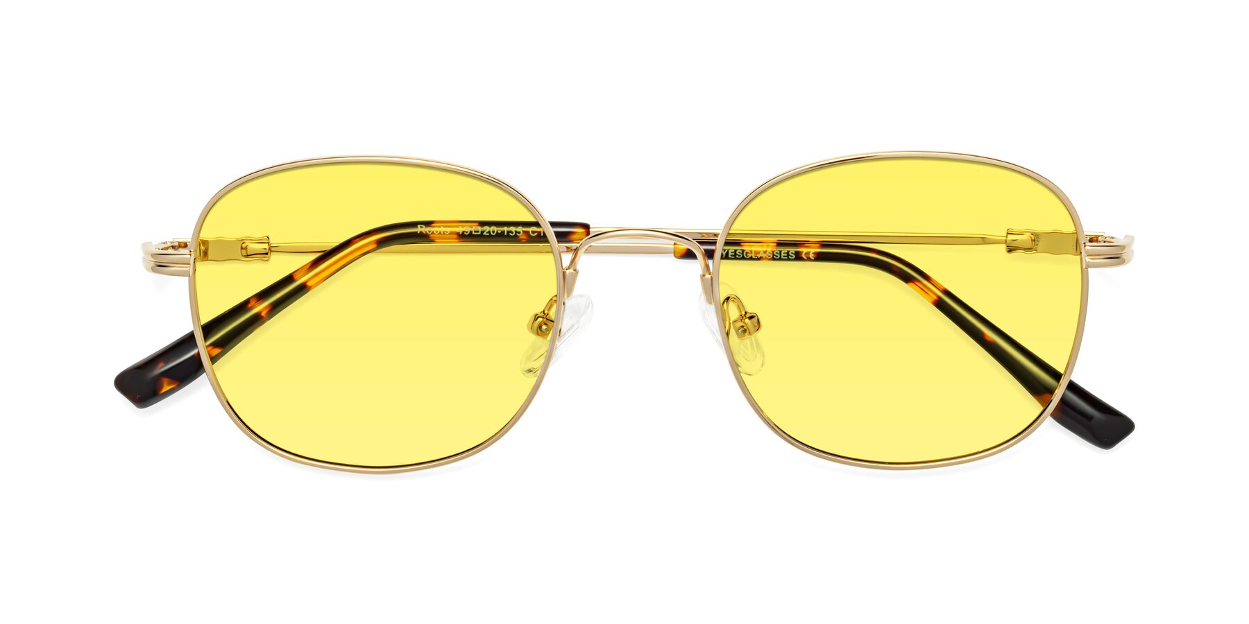 Folded Front of Roots in Gold with Medium Yellow Tinted Lenses
