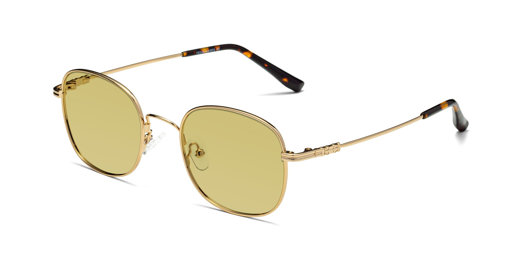 Angle of Roots in Gold with Medium Champagne Tinted Lenses