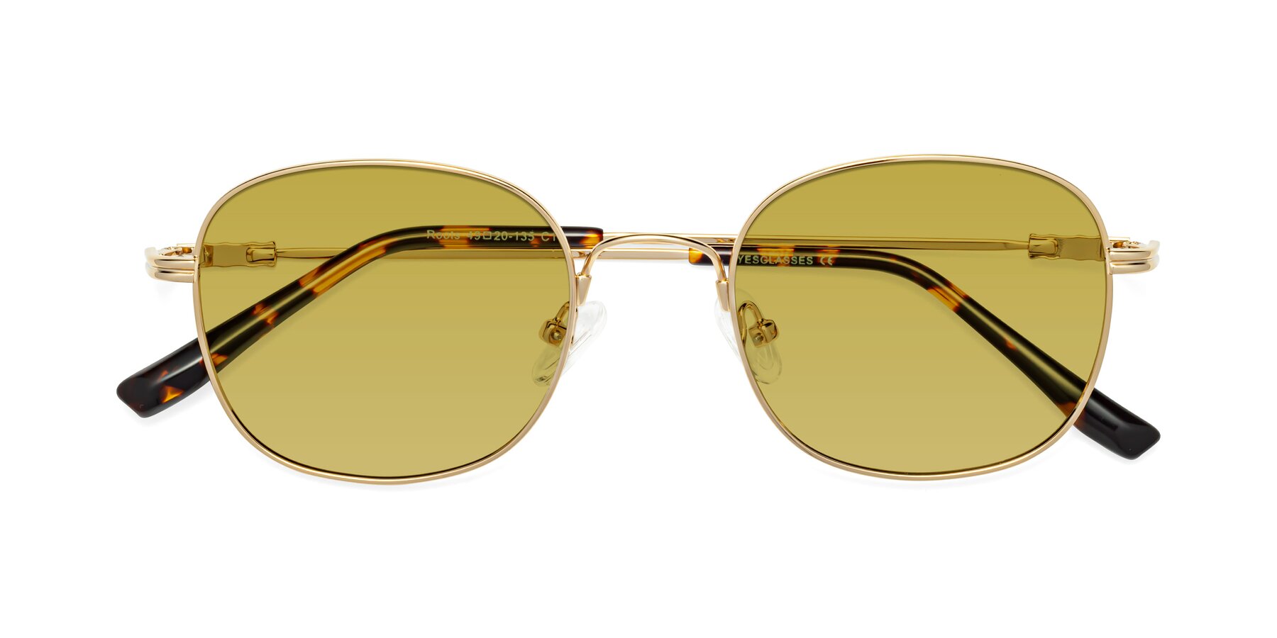 Folded Front of Roots in Gold with Champagne Tinted Lenses