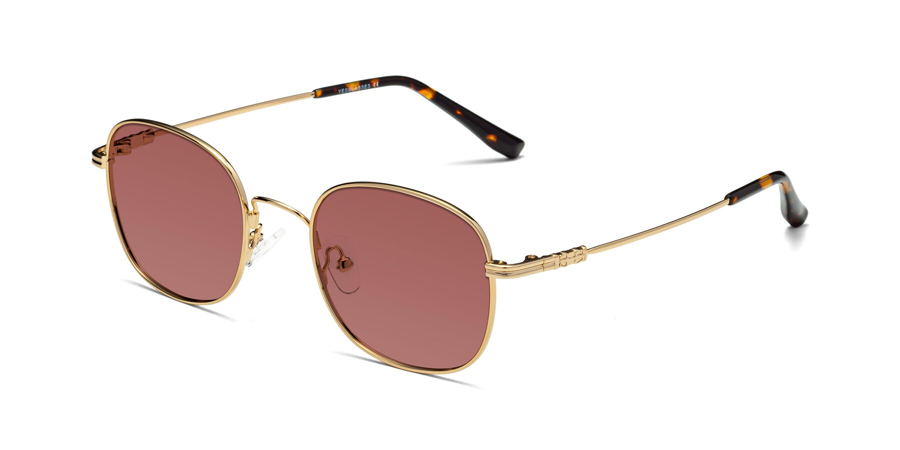 Angle of Roots in Gold with Garnet Tinted Lenses