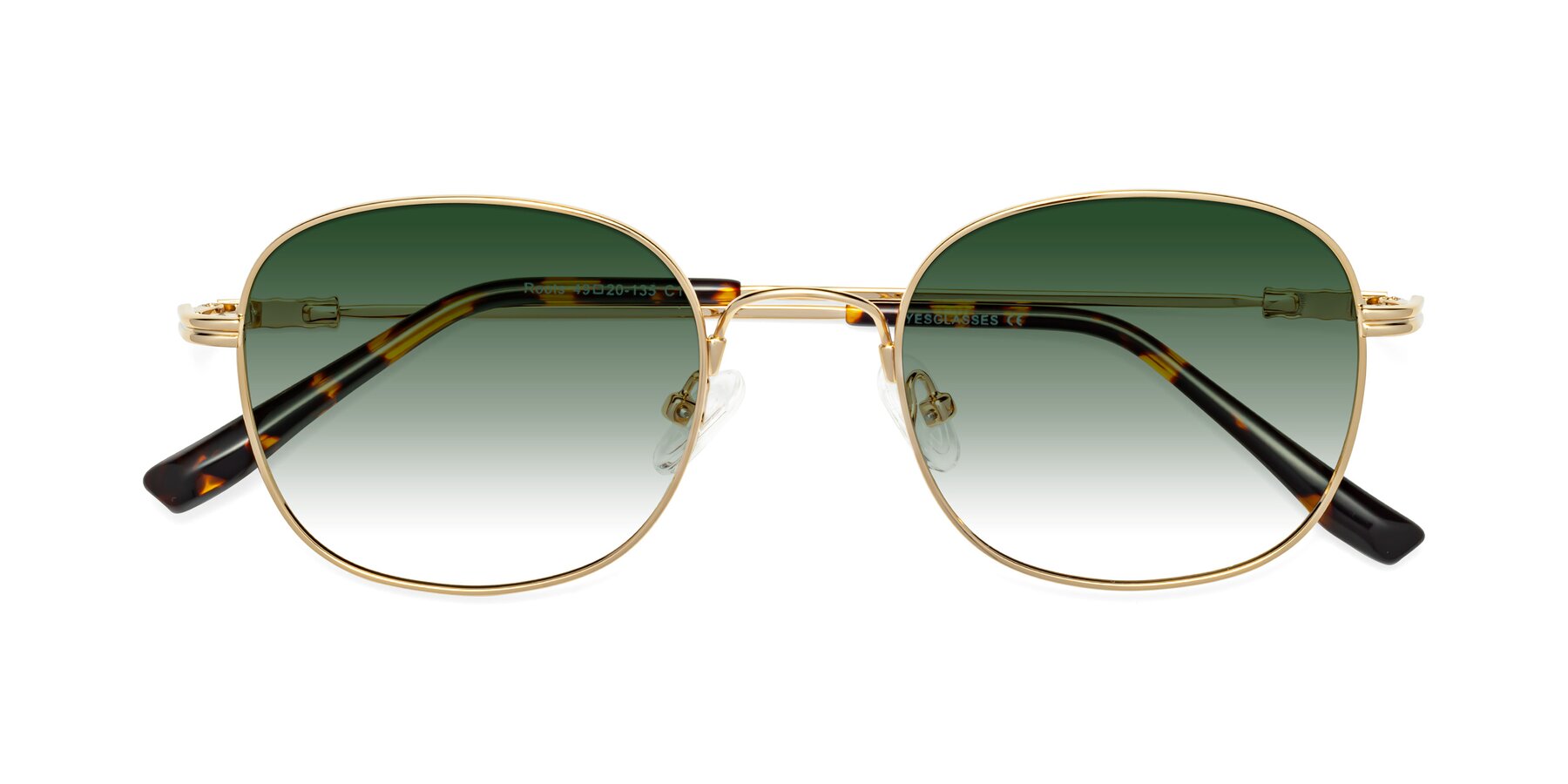 Folded Front of Roots in Gold with Green Gradient Lenses