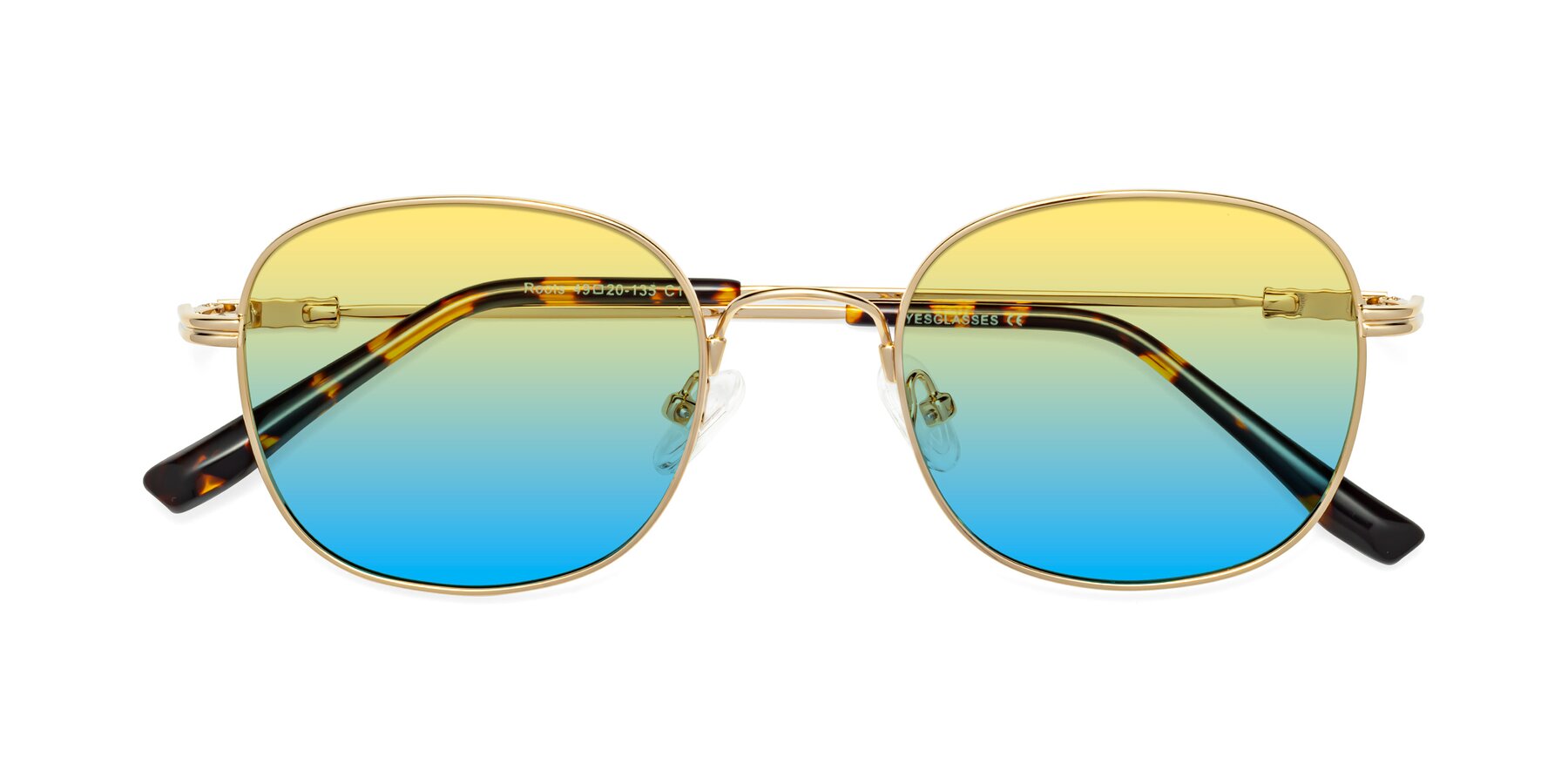 Folded Front of Roots in Gold with Yellow / Blue Gradient Lenses