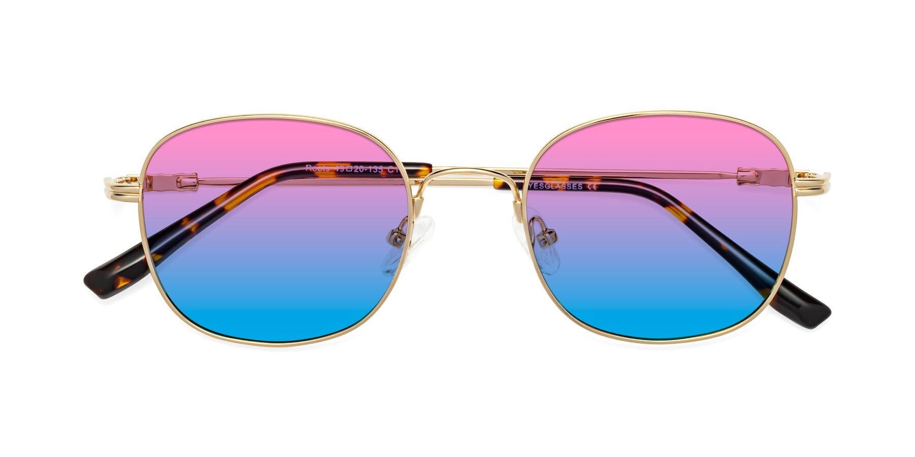 Folded Front of Roots in Gold with Pink / Blue Gradient Lenses