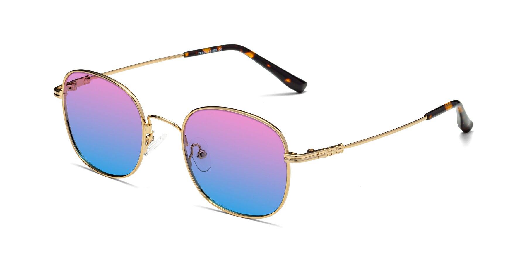 Angle of Roots in Gold with Pink / Blue Gradient Lenses