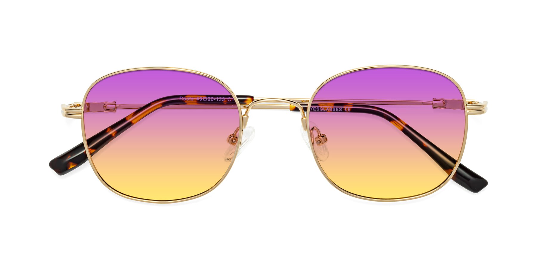 Folded Front of Roots in Gold with Purple / Yellow Gradient Lenses
