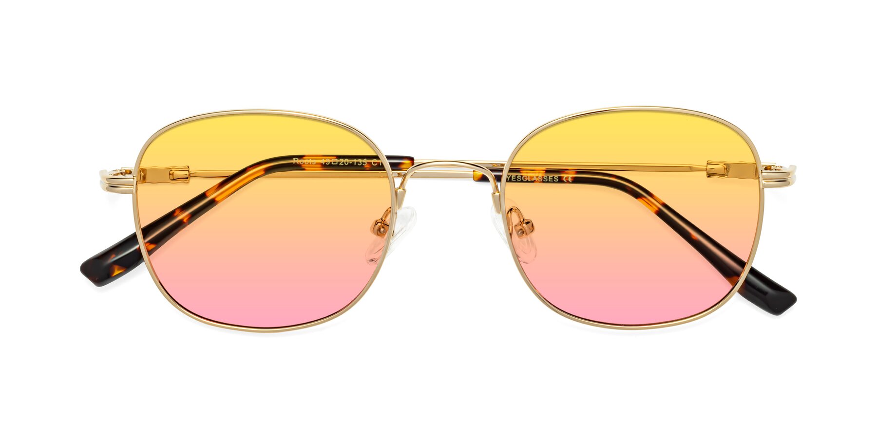 Folded Front of Roots in Gold with Yellow / Pink Gradient Lenses