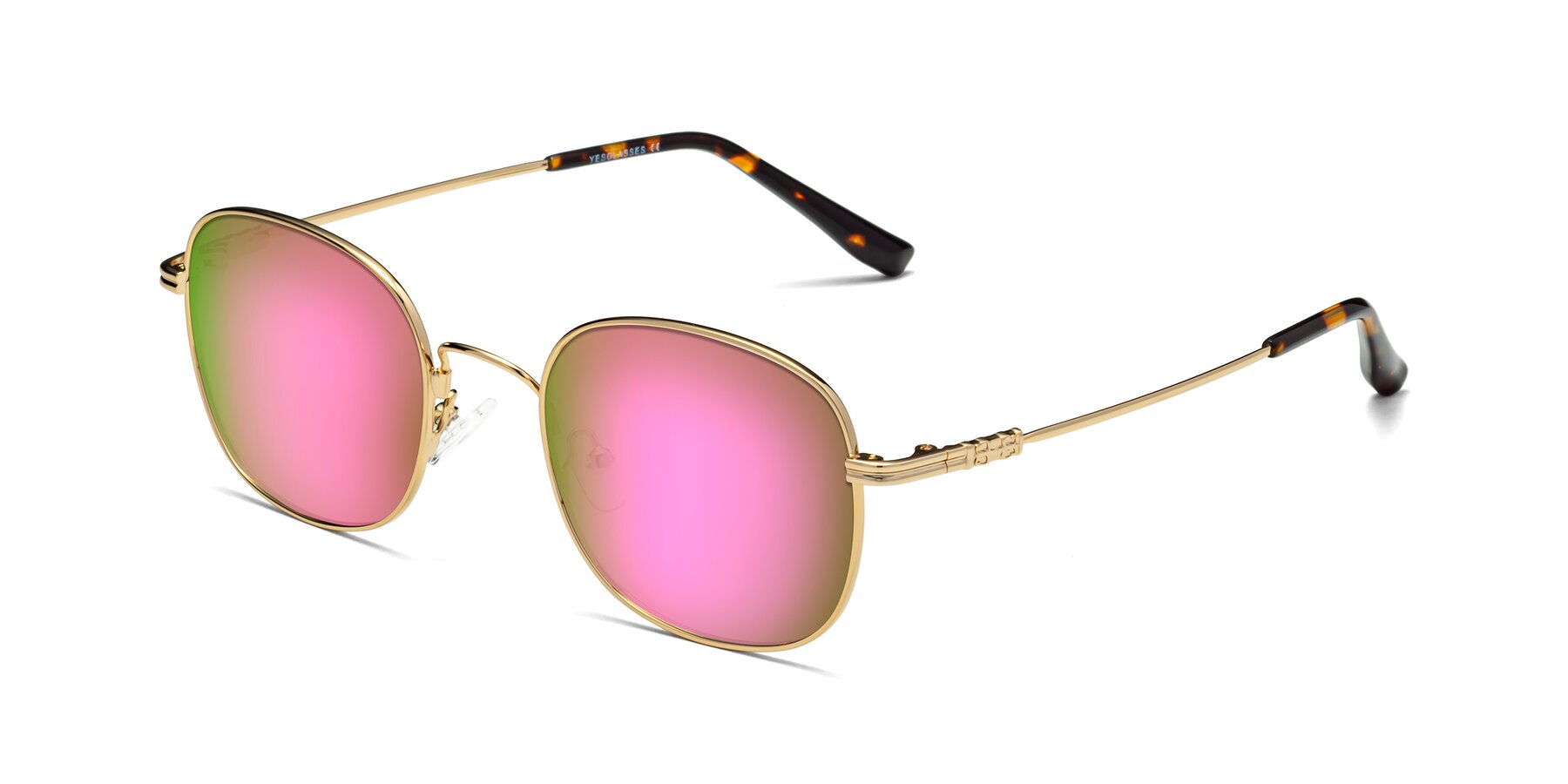 Angle of Roots in Gold with Pink Mirrored Lenses