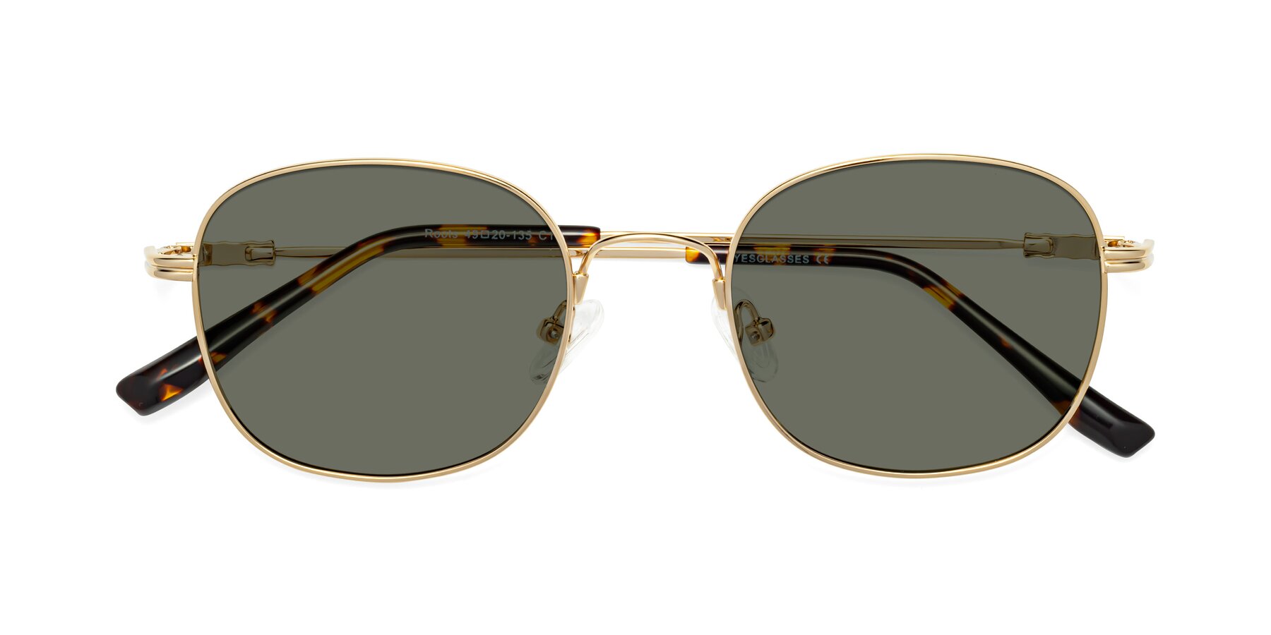 Folded Front of Roots in Gold with Gray Polarized Lenses
