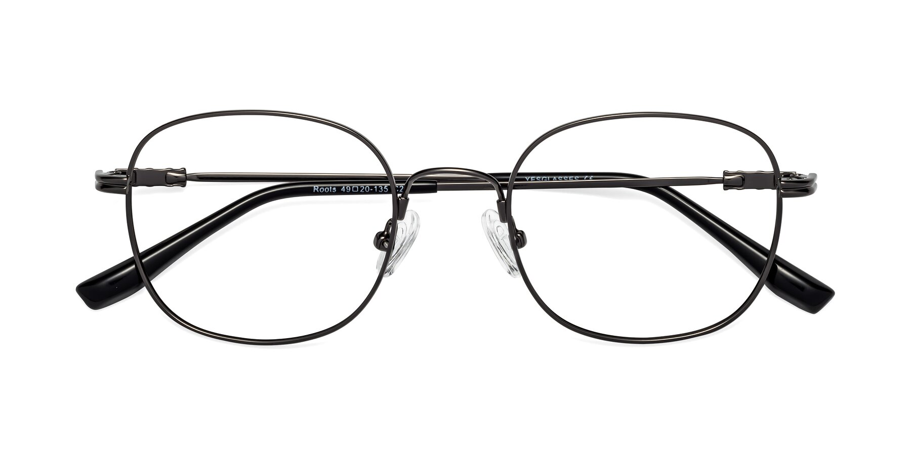 Folded Front of Roots in Gunmetal with Clear Eyeglass Lenses