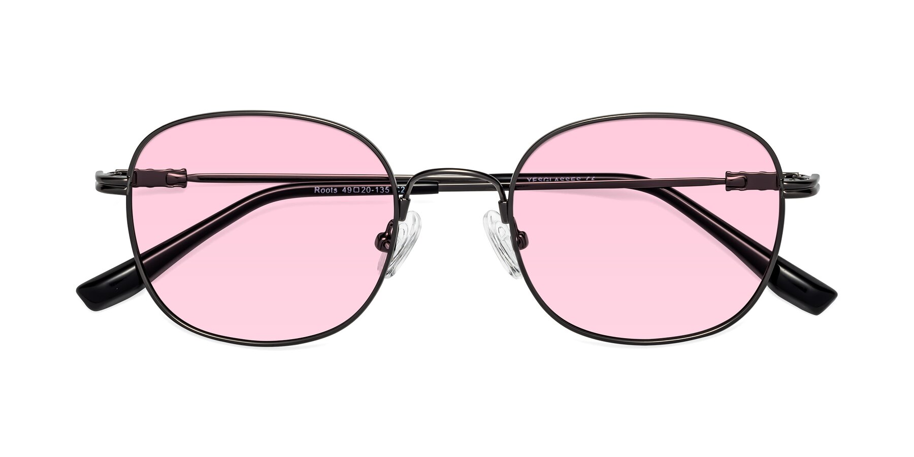 Folded Front of Roots in Gunmetal with Light Pink Tinted Lenses