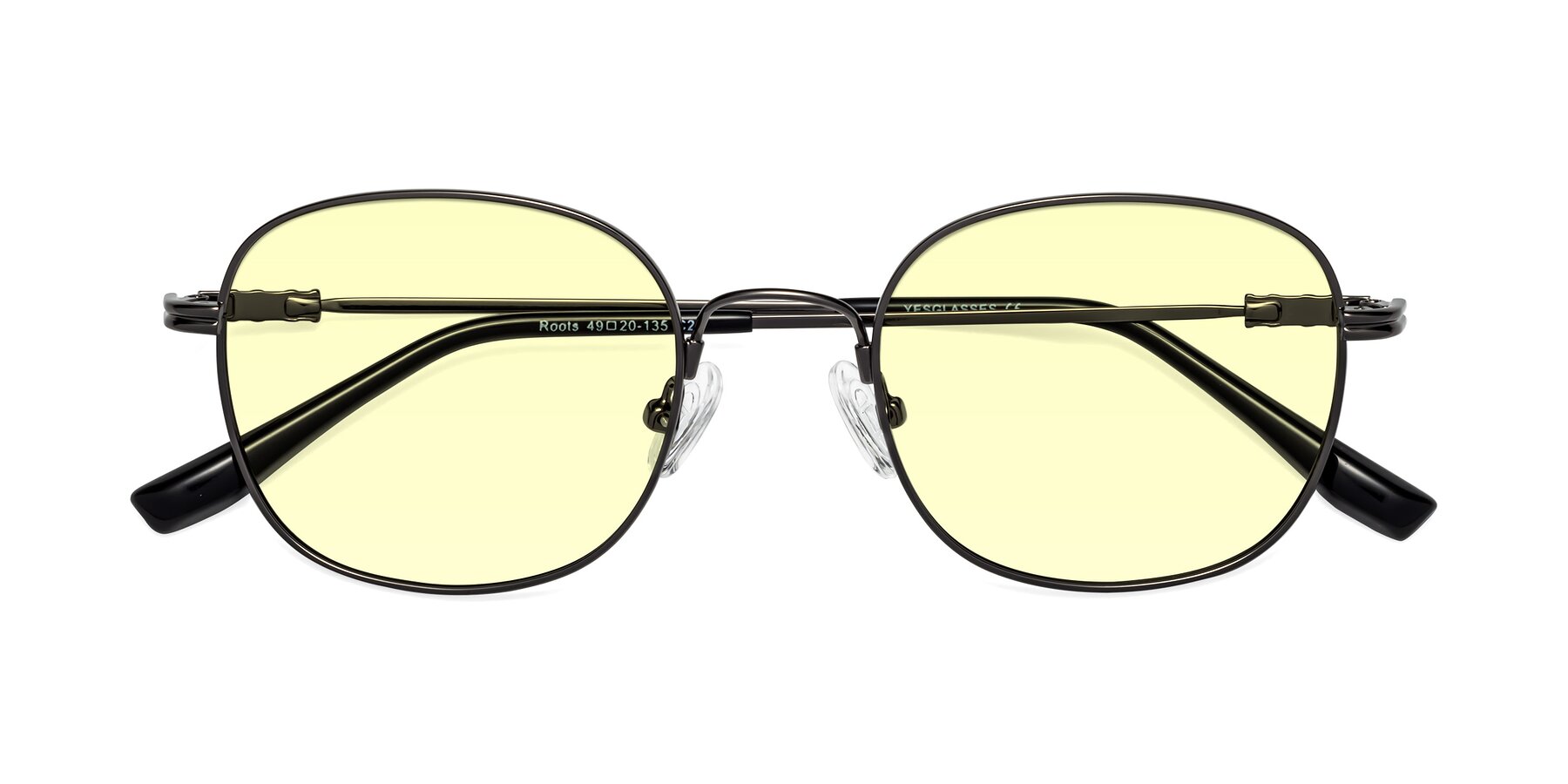 Folded Front of Roots in Gunmetal with Light Yellow Tinted Lenses