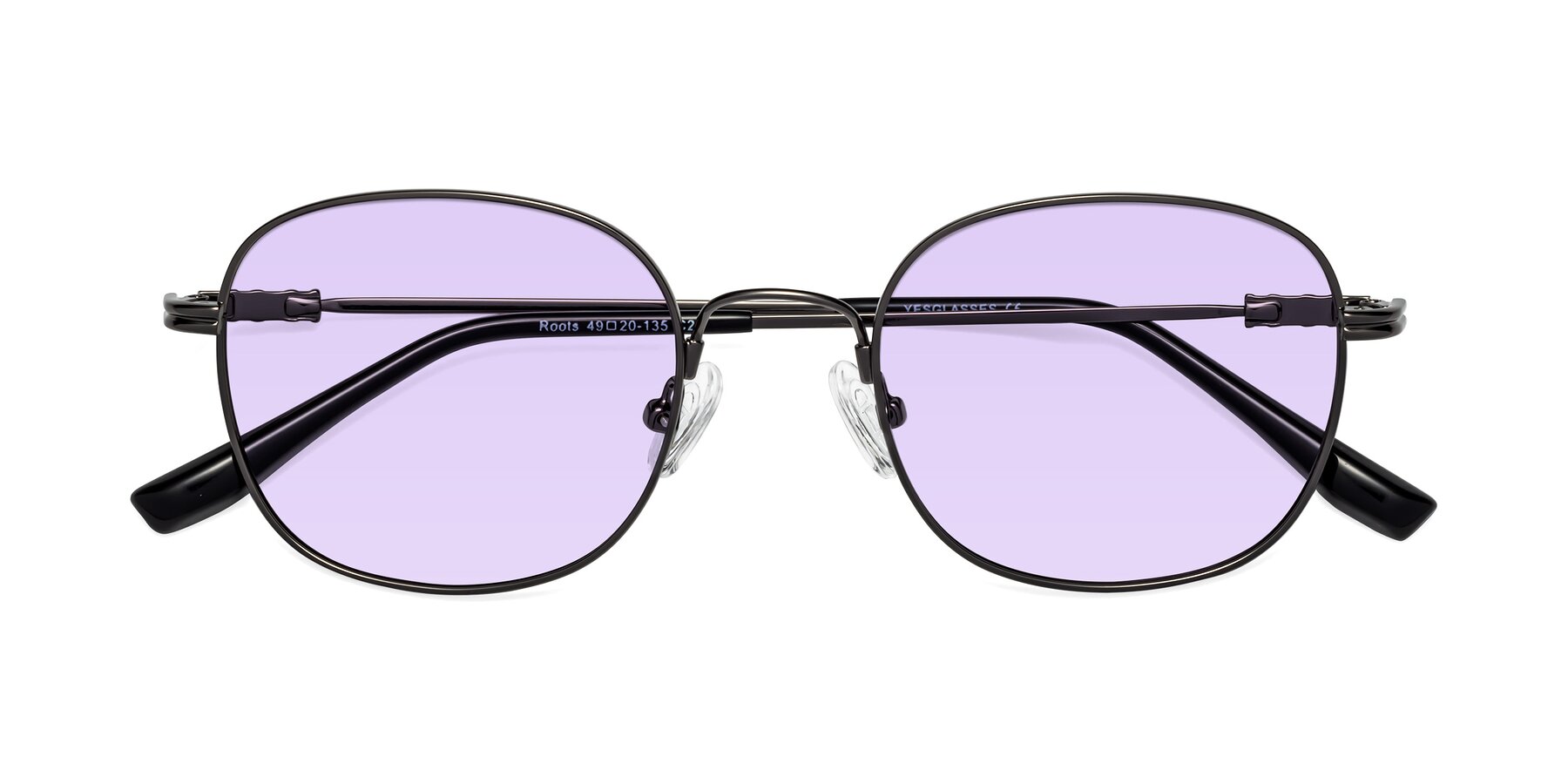 Folded Front of Roots in Gunmetal with Light Purple Tinted Lenses