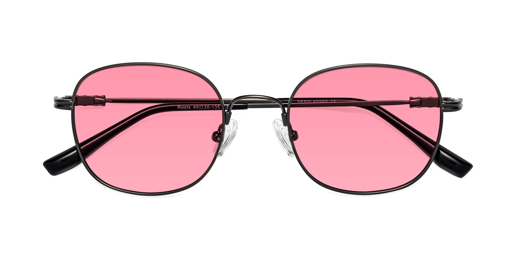 Folded Front of Roots in Gunmetal with Pink Tinted Lenses