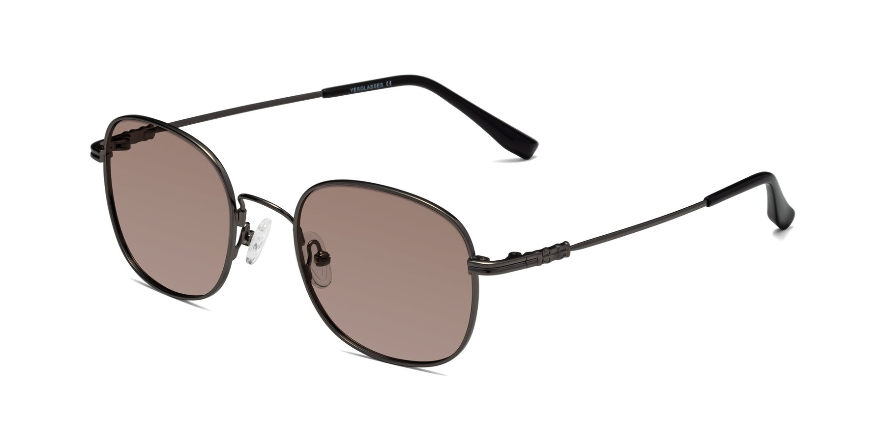 Angle of Roots in Gunmetal with Medium Brown Tinted Lenses
