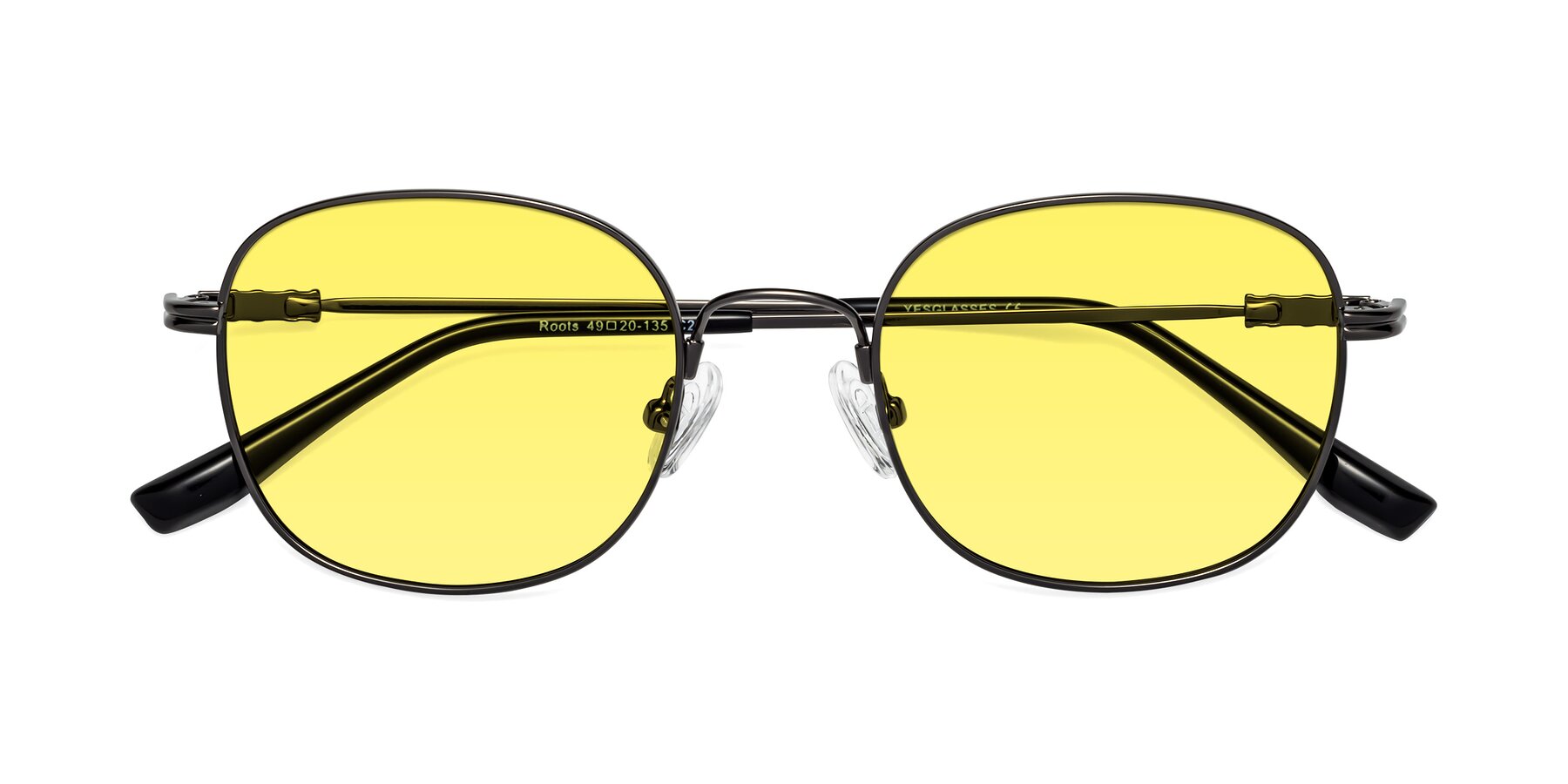 Folded Front of Roots in Gunmetal with Medium Yellow Tinted Lenses