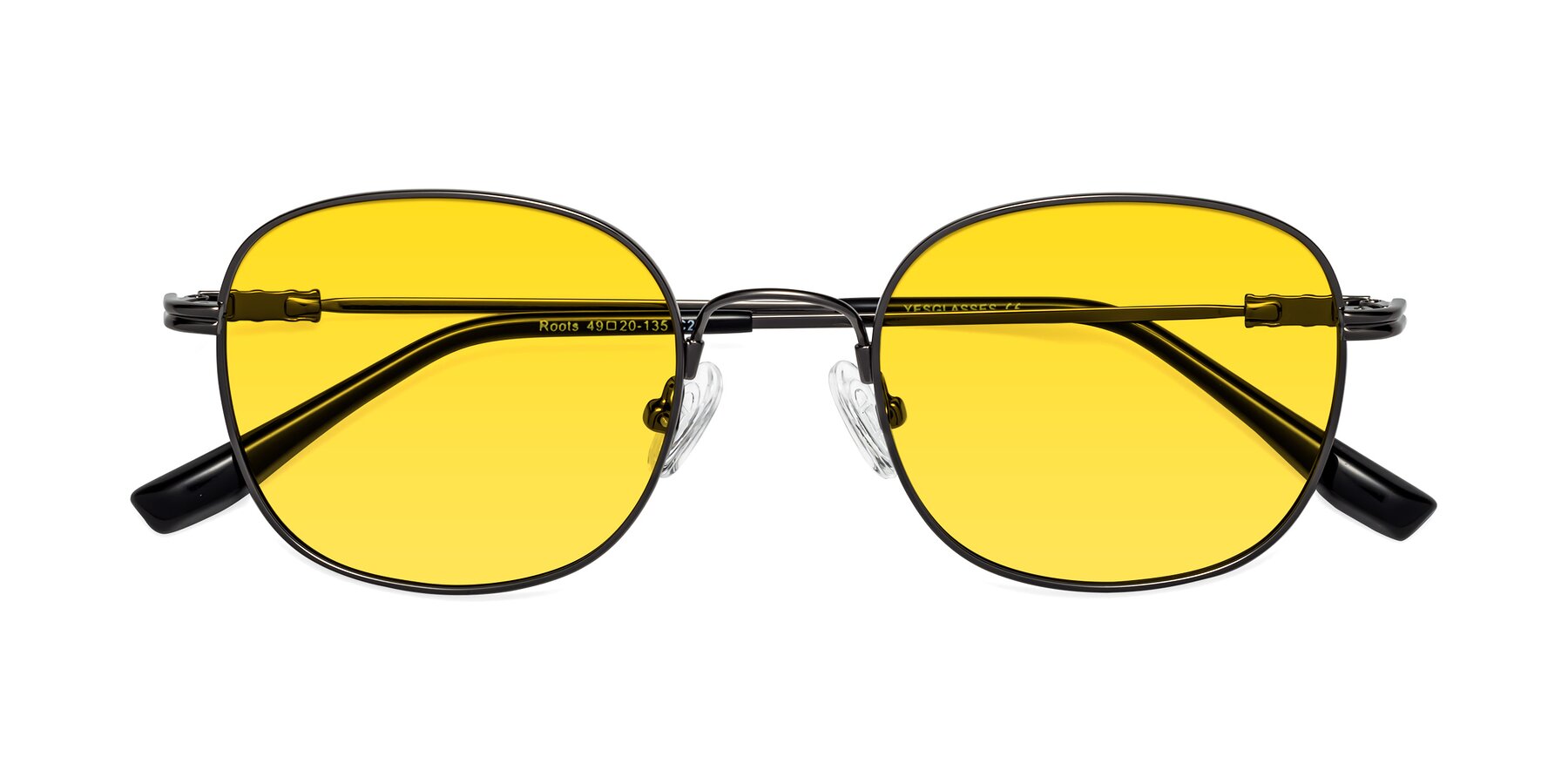Folded Front of Roots in Gunmetal with Yellow Tinted Lenses