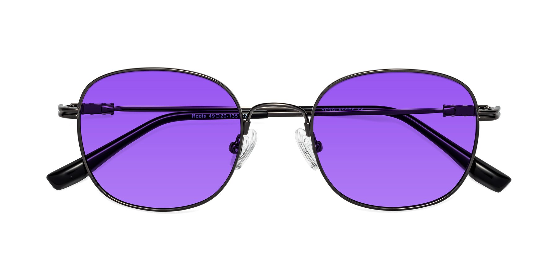 Folded Front of Roots in Gunmetal with Purple Tinted Lenses