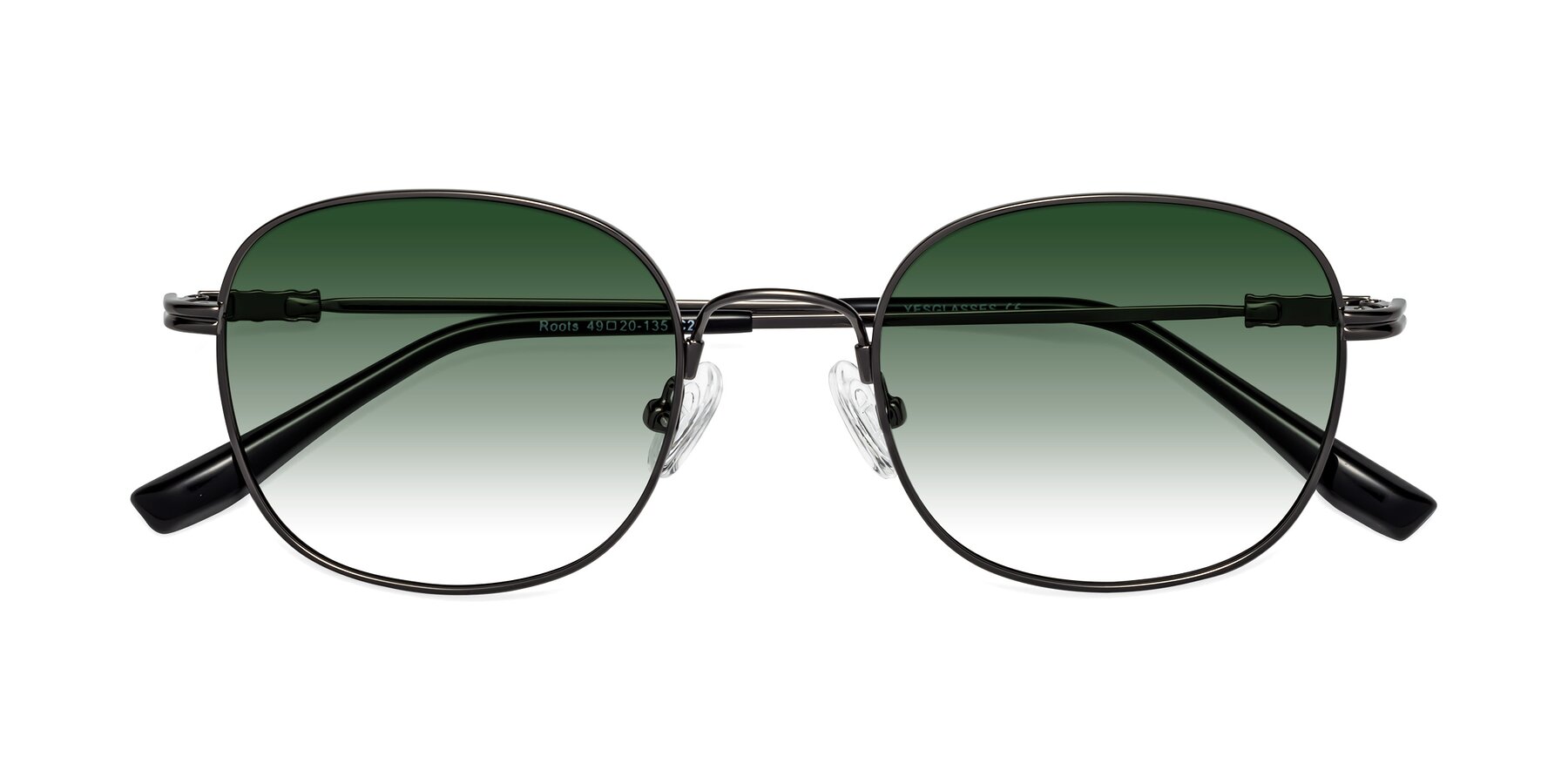 Folded Front of Roots in Gunmetal with Green Gradient Lenses