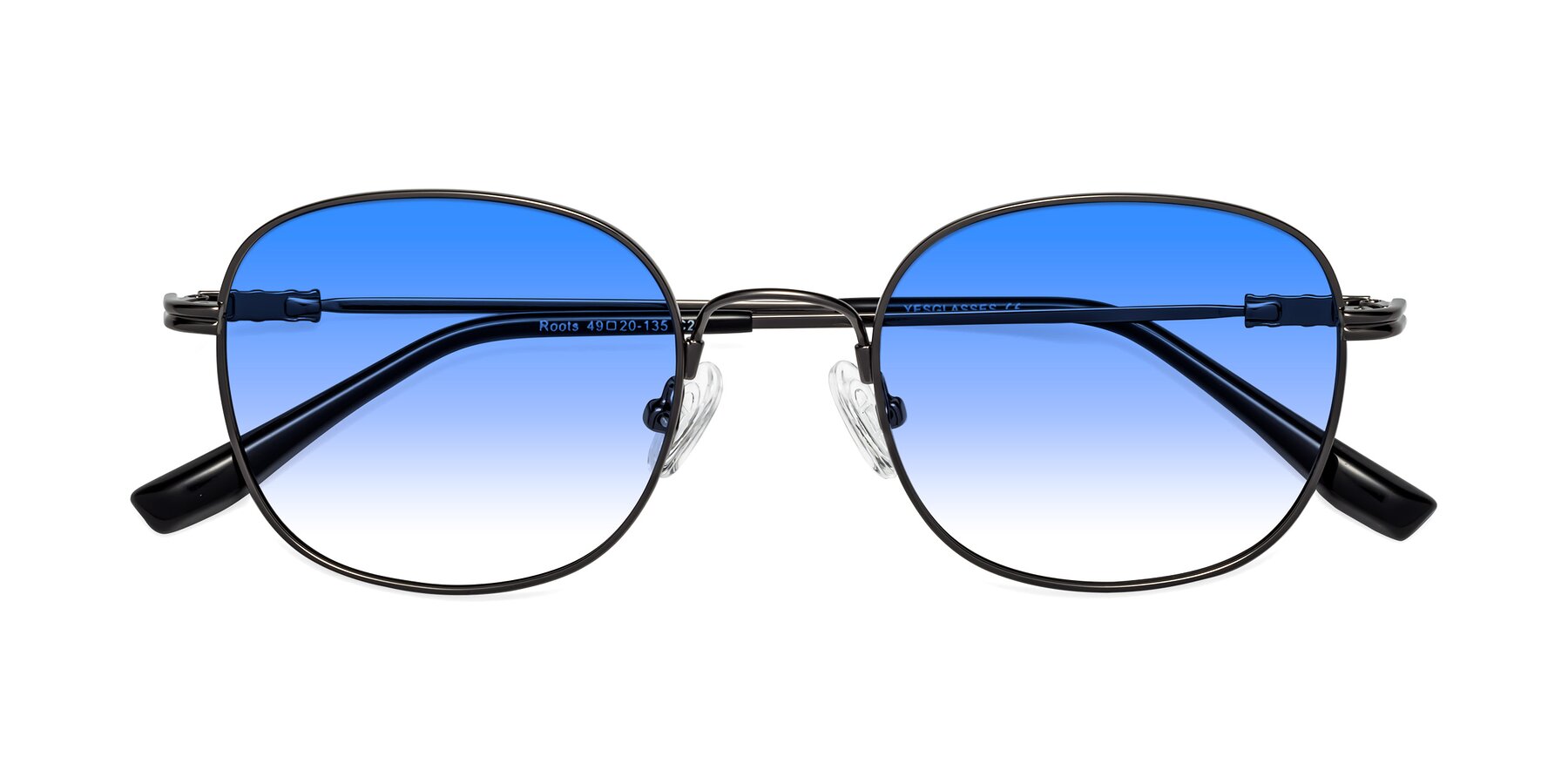 Folded Front of Roots in Gunmetal with Blue Gradient Lenses
