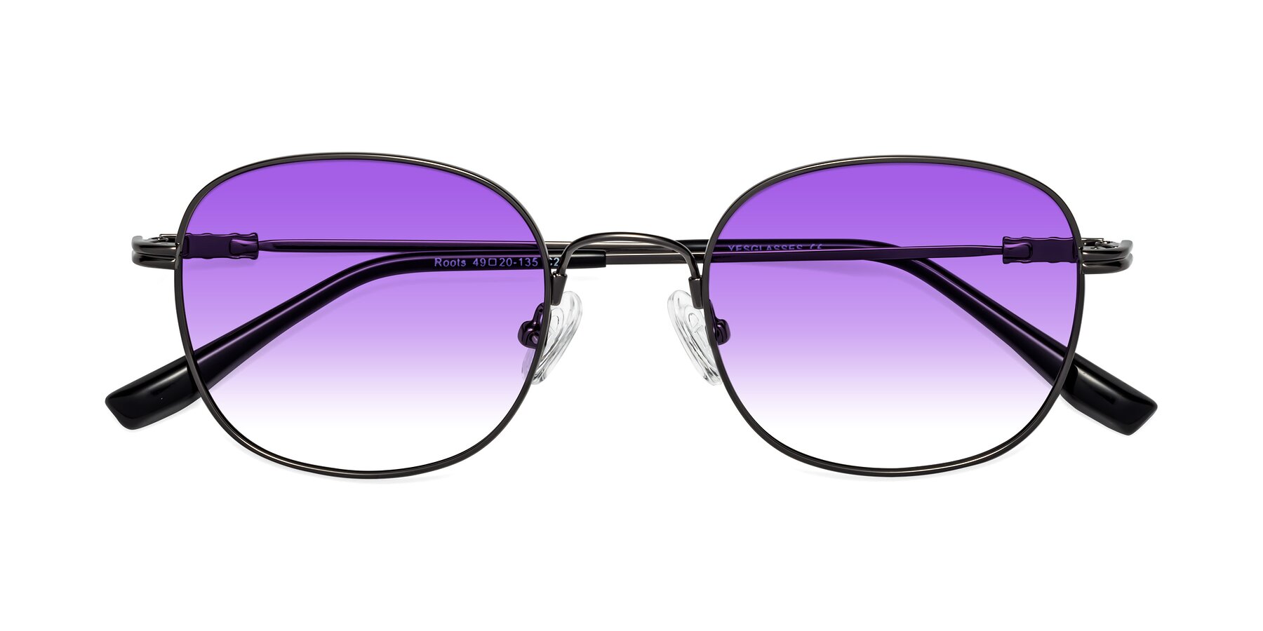 Folded Front of Roots in Gunmetal with Purple Gradient Lenses