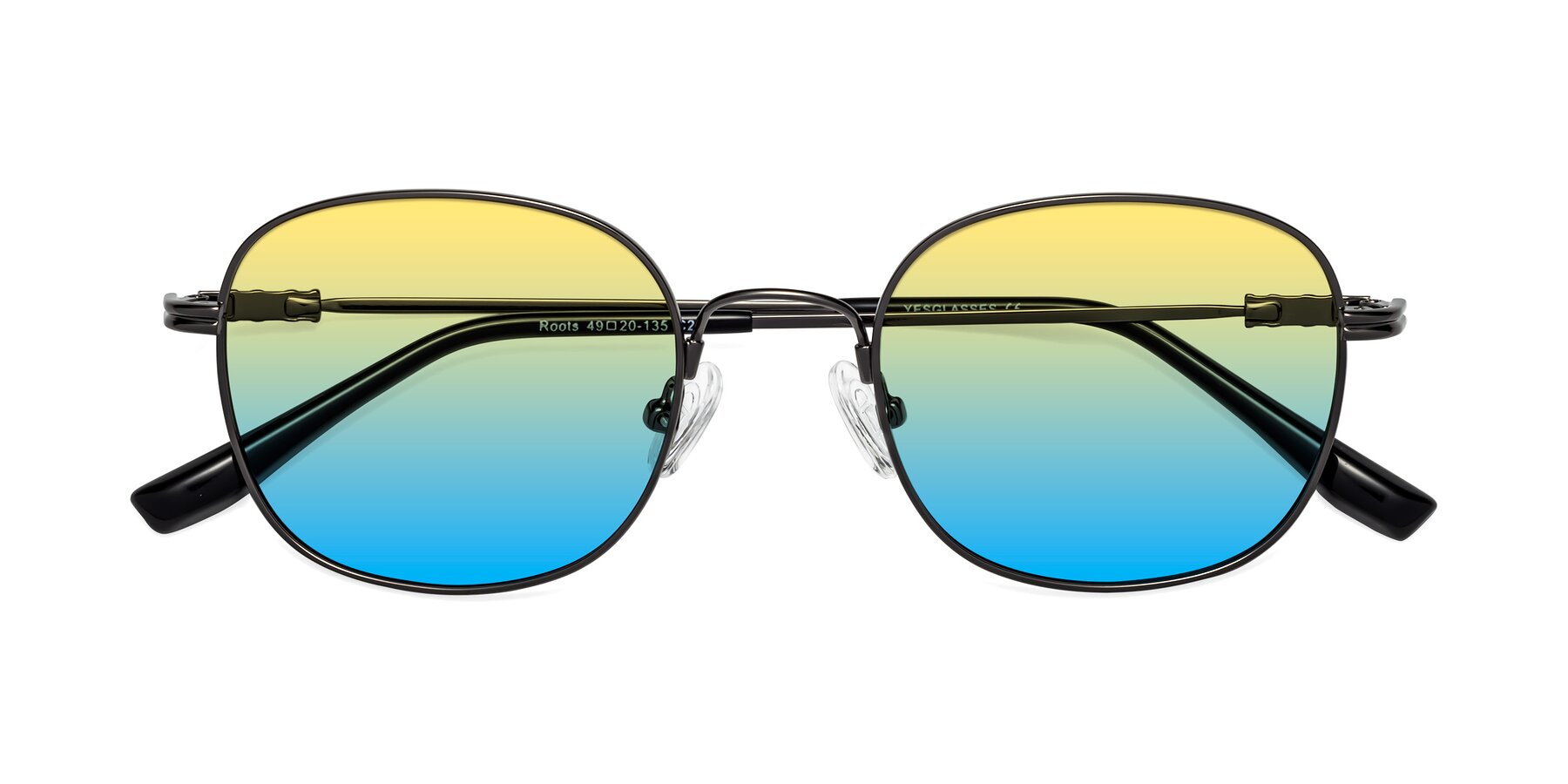 Folded Front of Roots in Gunmetal with Yellow / Blue Gradient Lenses