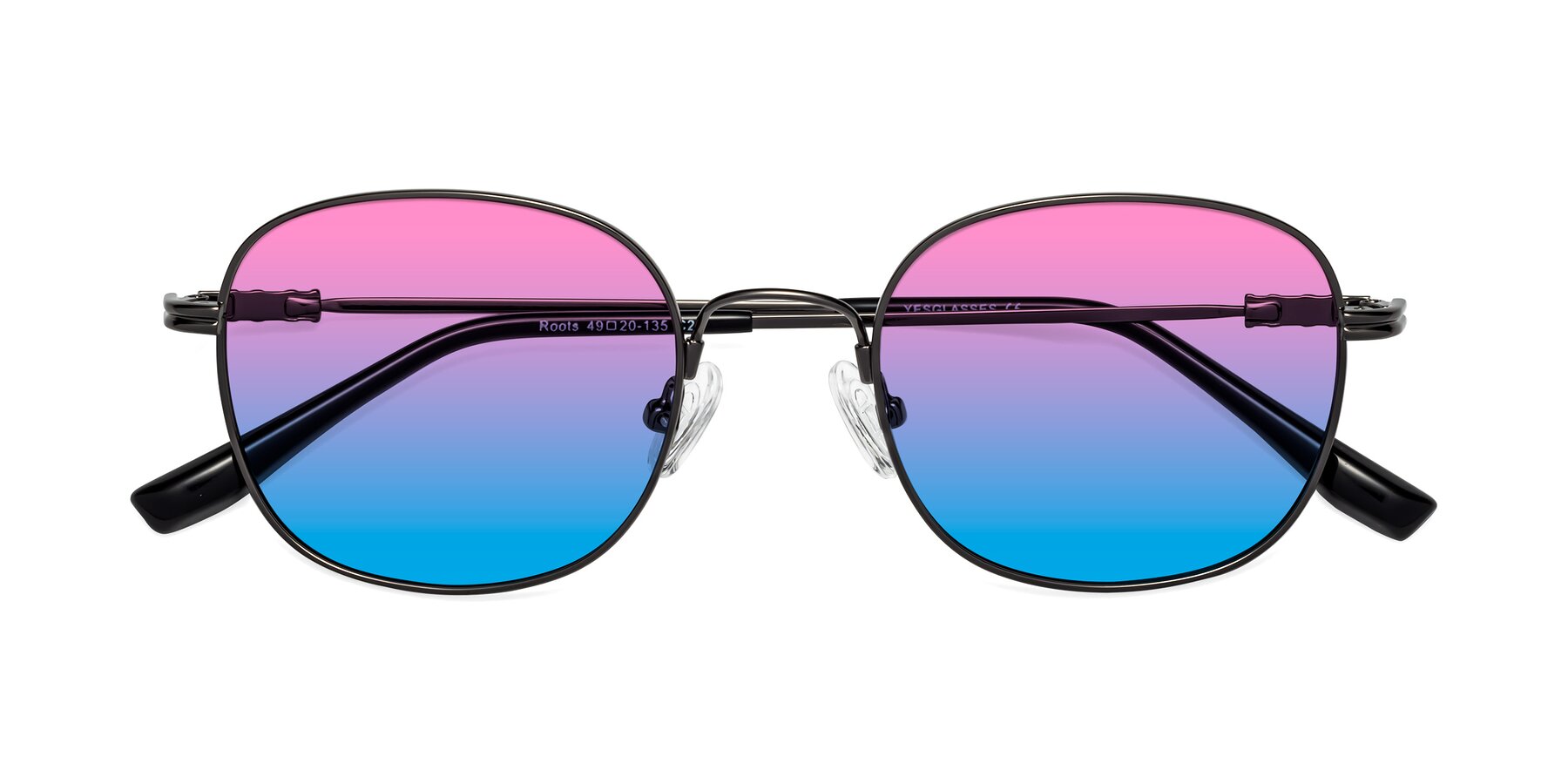 Folded Front of Roots in Gunmetal with Pink / Blue Gradient Lenses