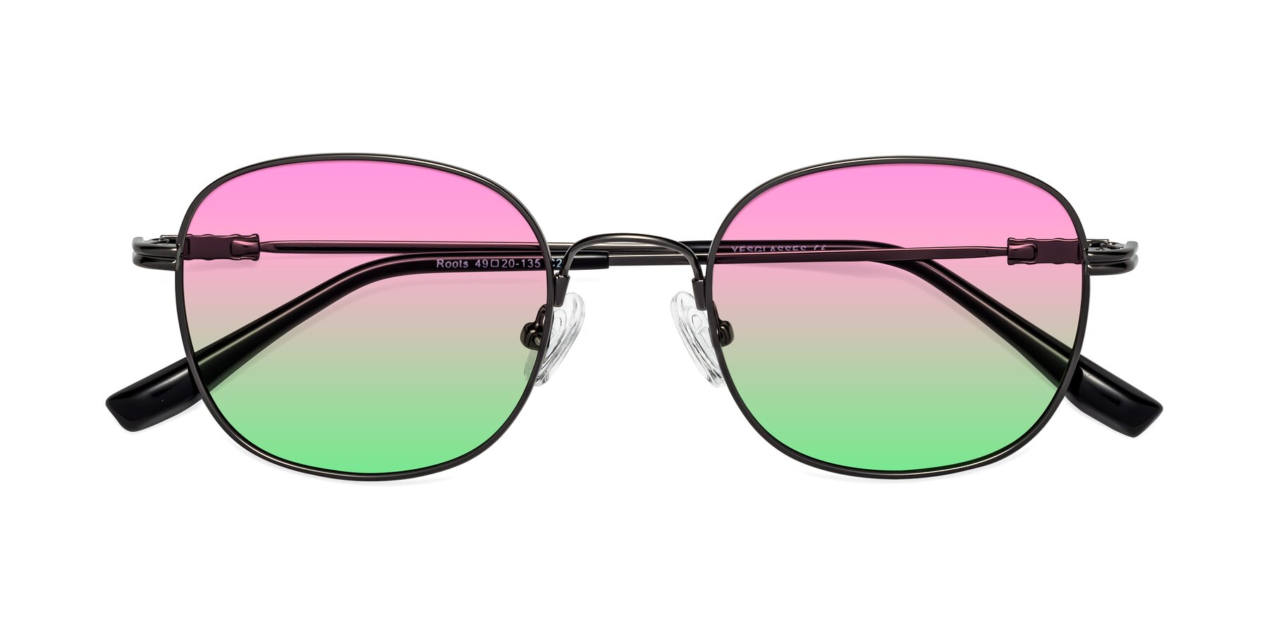 Folded Front of Roots in Gunmetal with Pink / Green Gradient Lenses