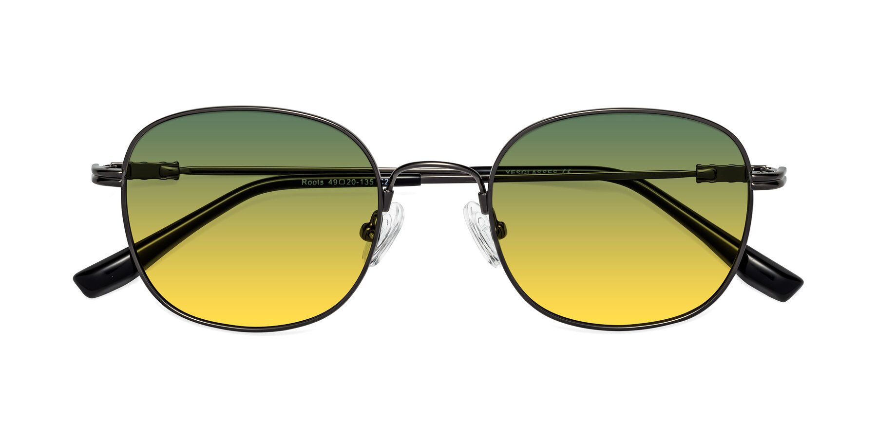 Folded Front of Roots in Gunmetal with Green / Yellow Gradient Lenses