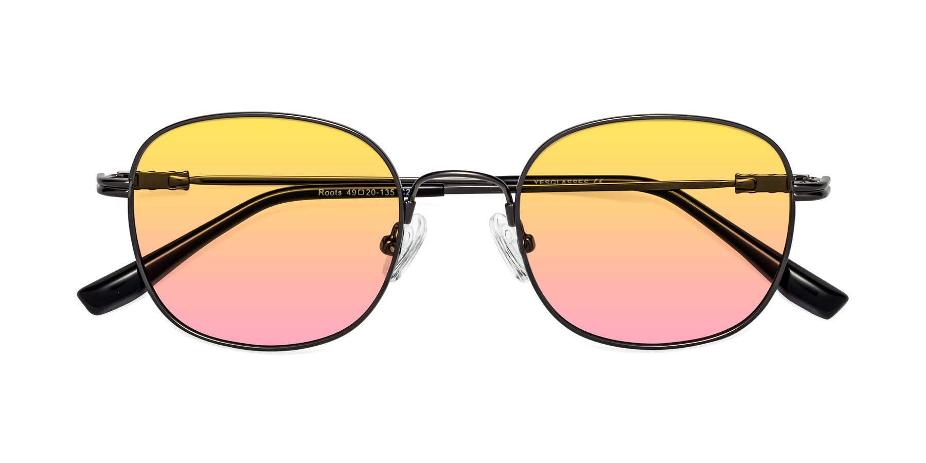 Folded Front of Roots in Gunmetal with Yellow / Pink Gradient Lenses