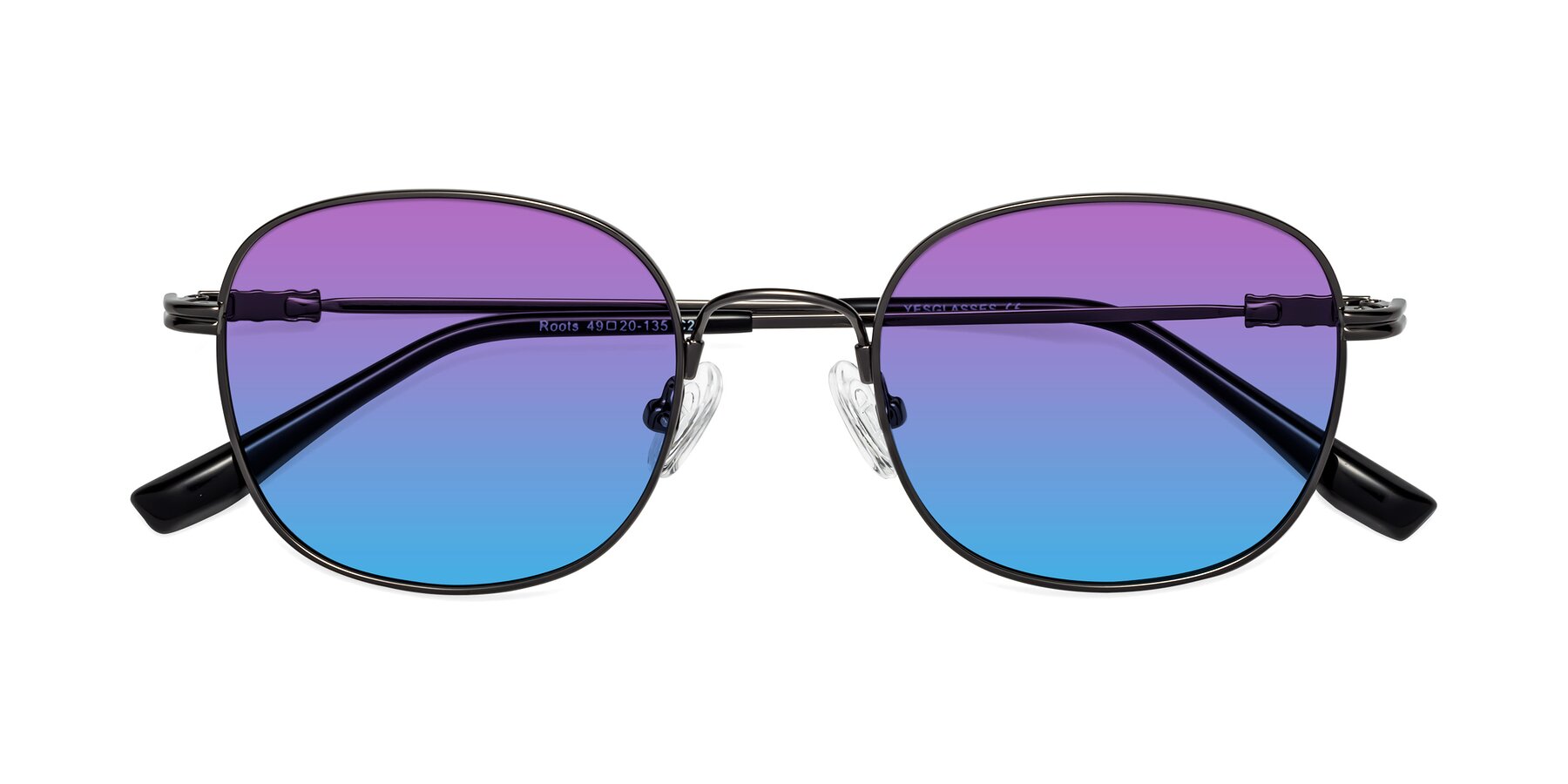 Folded Front of Roots in Gunmetal with Purple / Blue Gradient Lenses