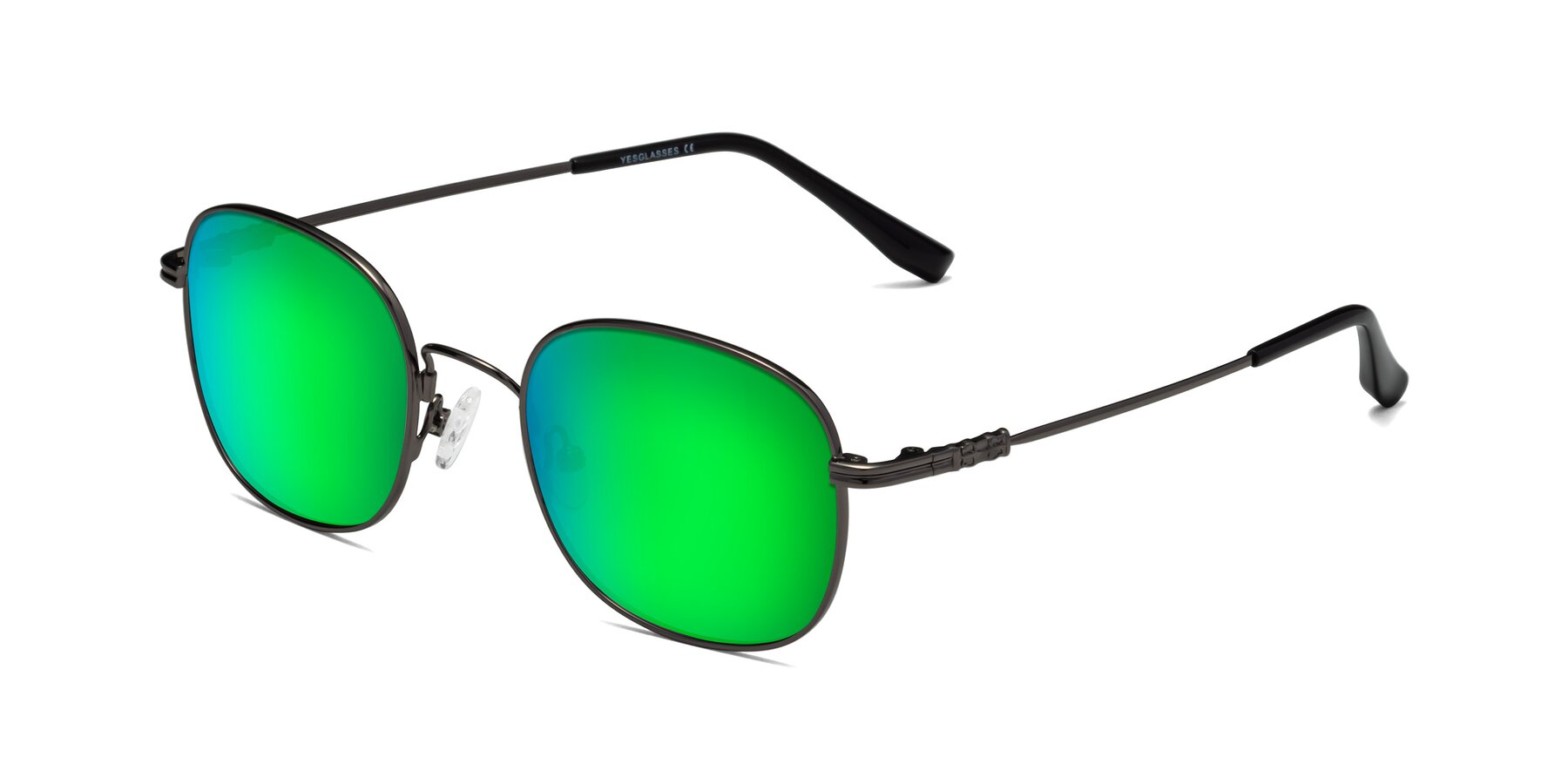 Angle of Roots in Gunmetal with Green Mirrored Lenses