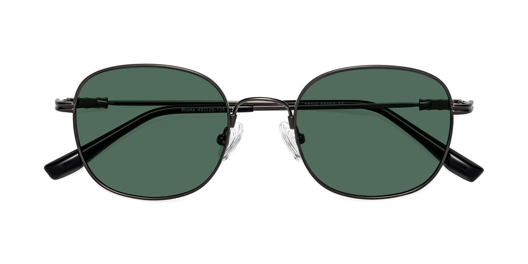 Folded Front of Roots in Gunmetal with Green Polarized Lenses