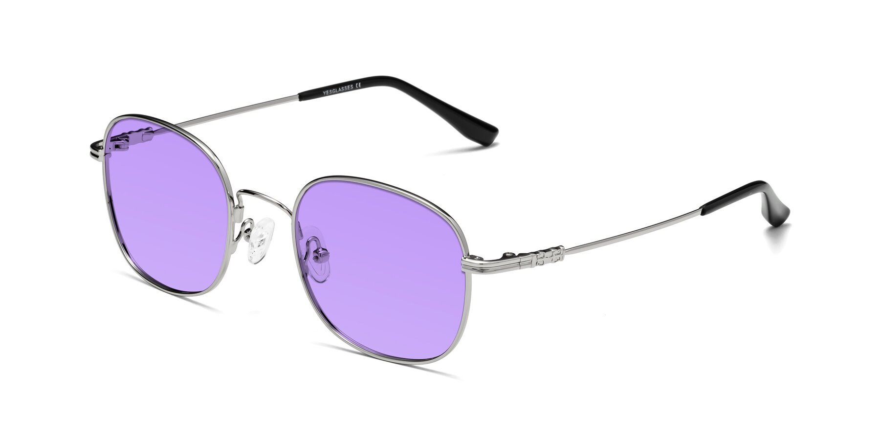Angle of Roots in Silver with Medium Purple Tinted Lenses