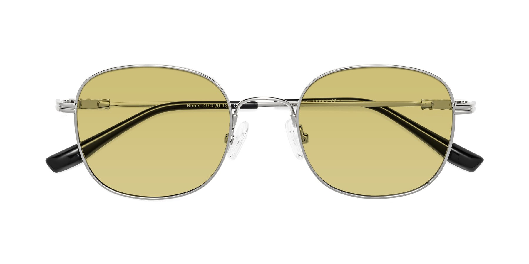 Folded Front of Roots in Silver with Medium Champagne Tinted Lenses