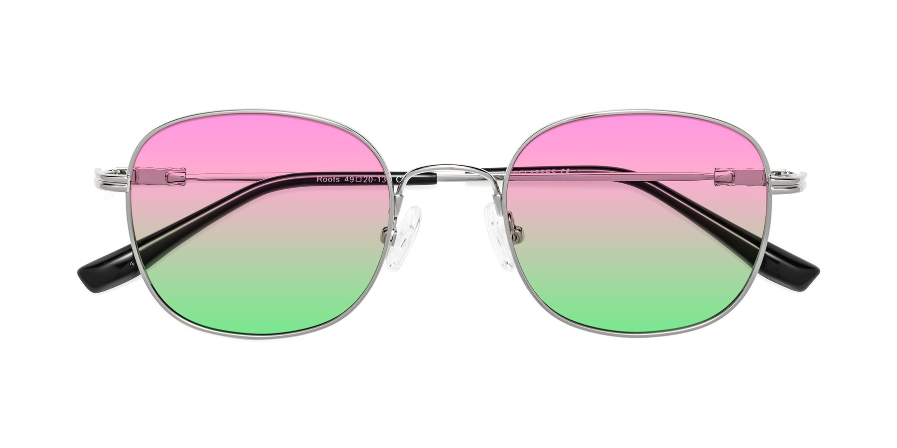 Folded Front of Roots in Silver with Pink / Green Gradient Lenses