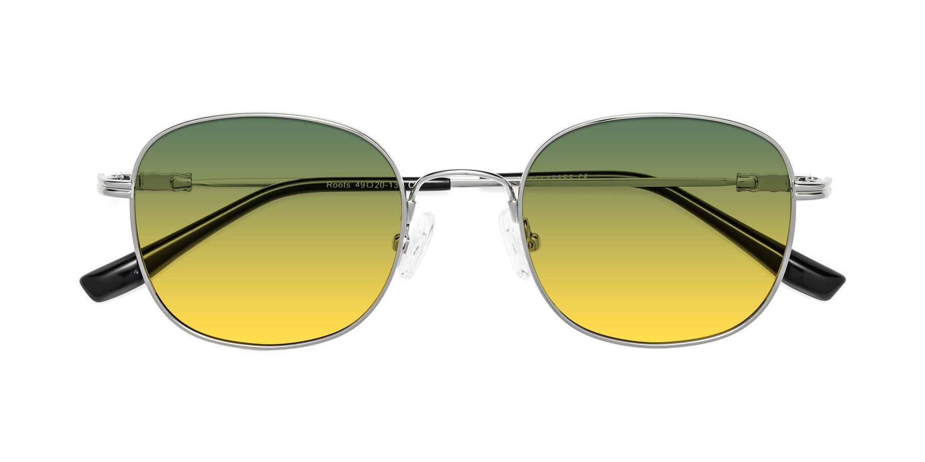 Folded Front of Roots in Silver with Green / Yellow Gradient Lenses