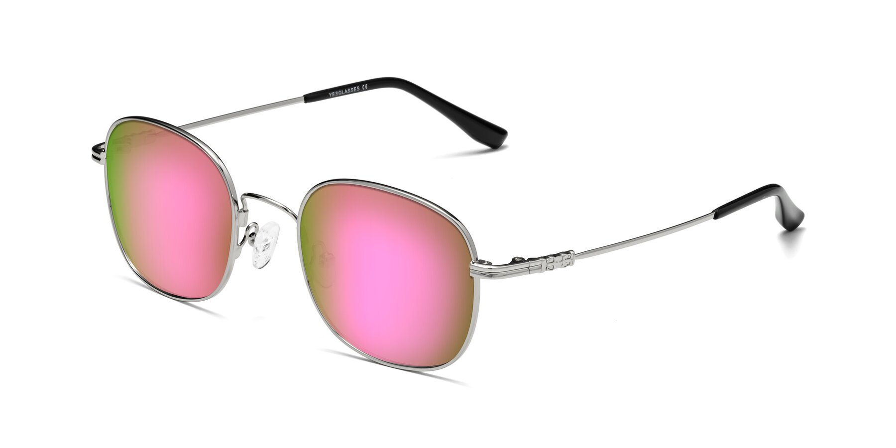 Angle of Roots in Silver with Pink Mirrored Lenses