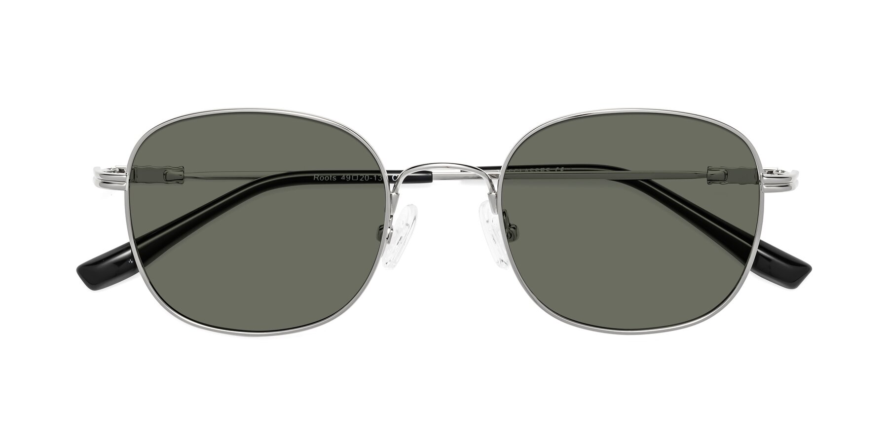 Folded Front of Roots in Silver with Gray Polarized Lenses
