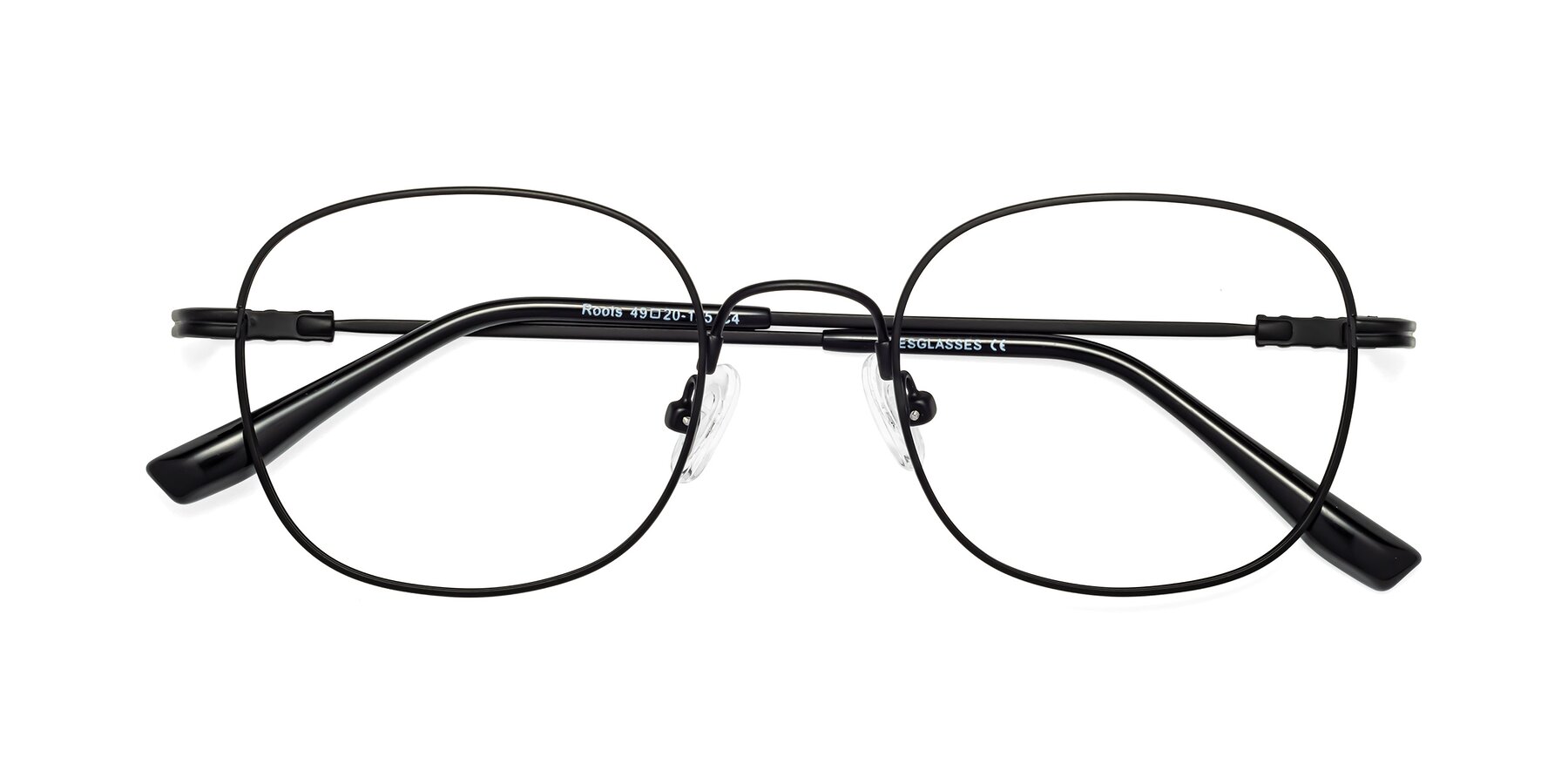Folded Front of Roots in Black with Clear Reading Eyeglass Lenses