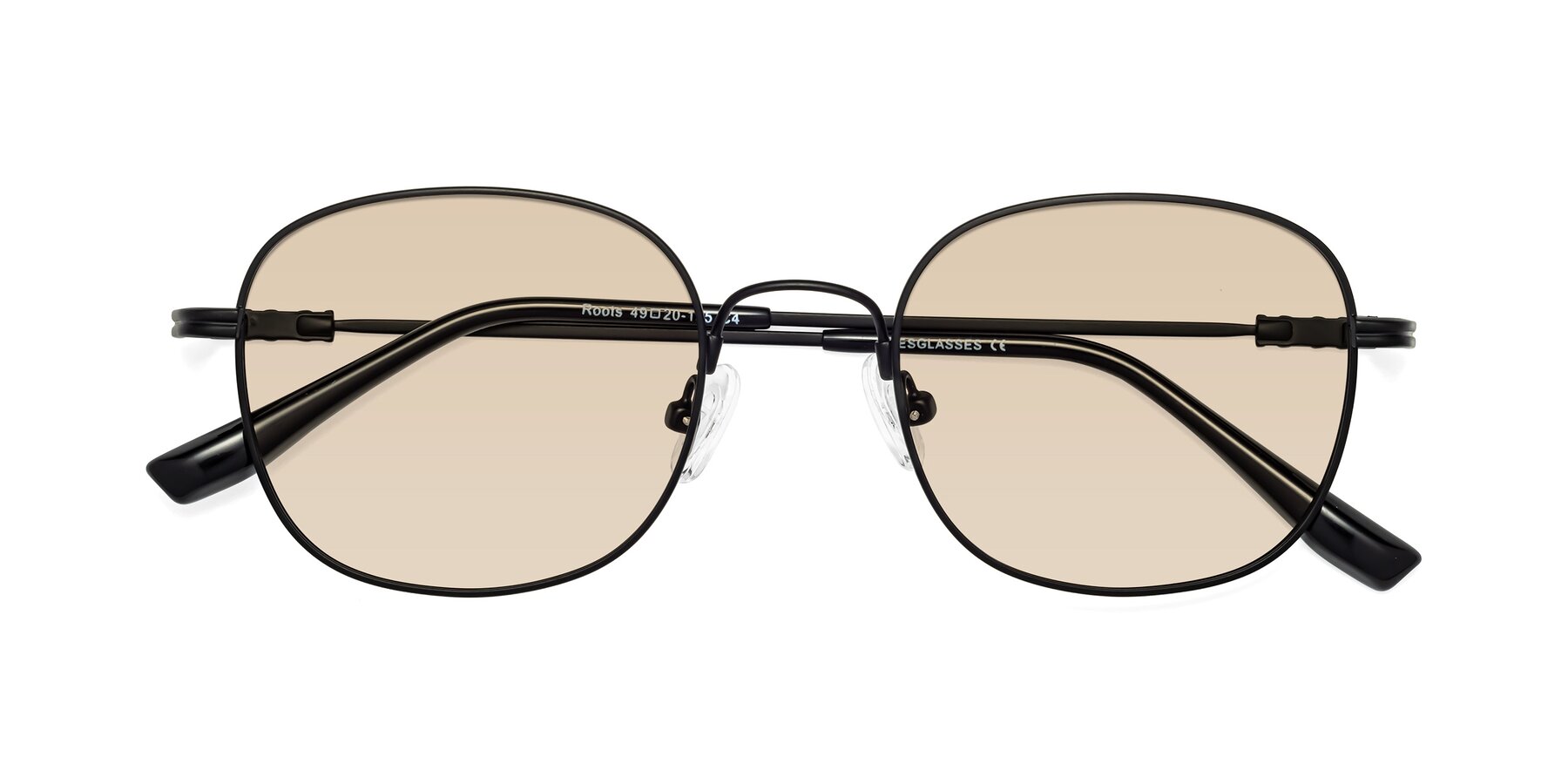 Folded Front of Roots in Black with Light Brown Tinted Lenses