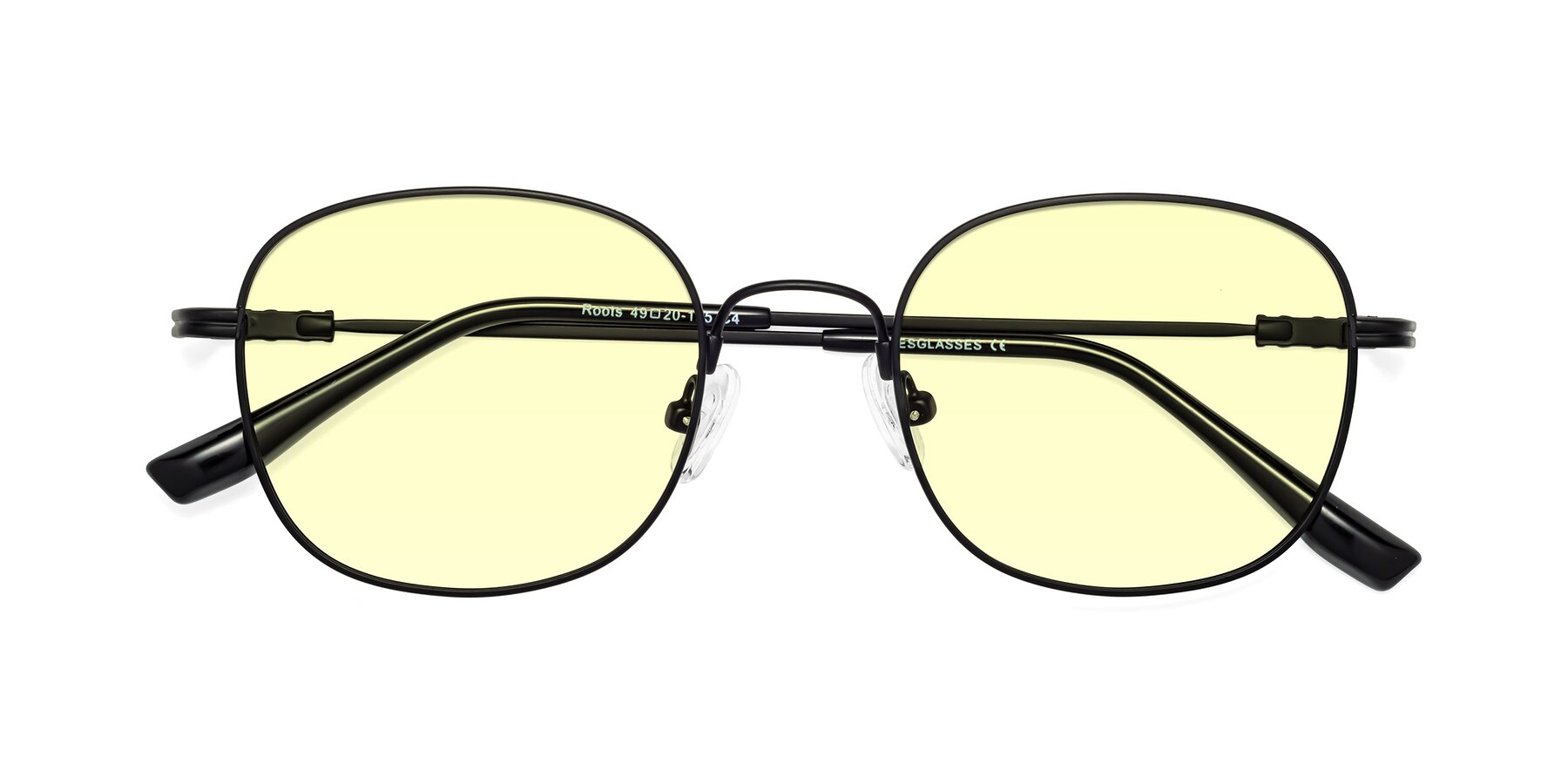 Folded Front of Roots in Black with Light Yellow Tinted Lenses