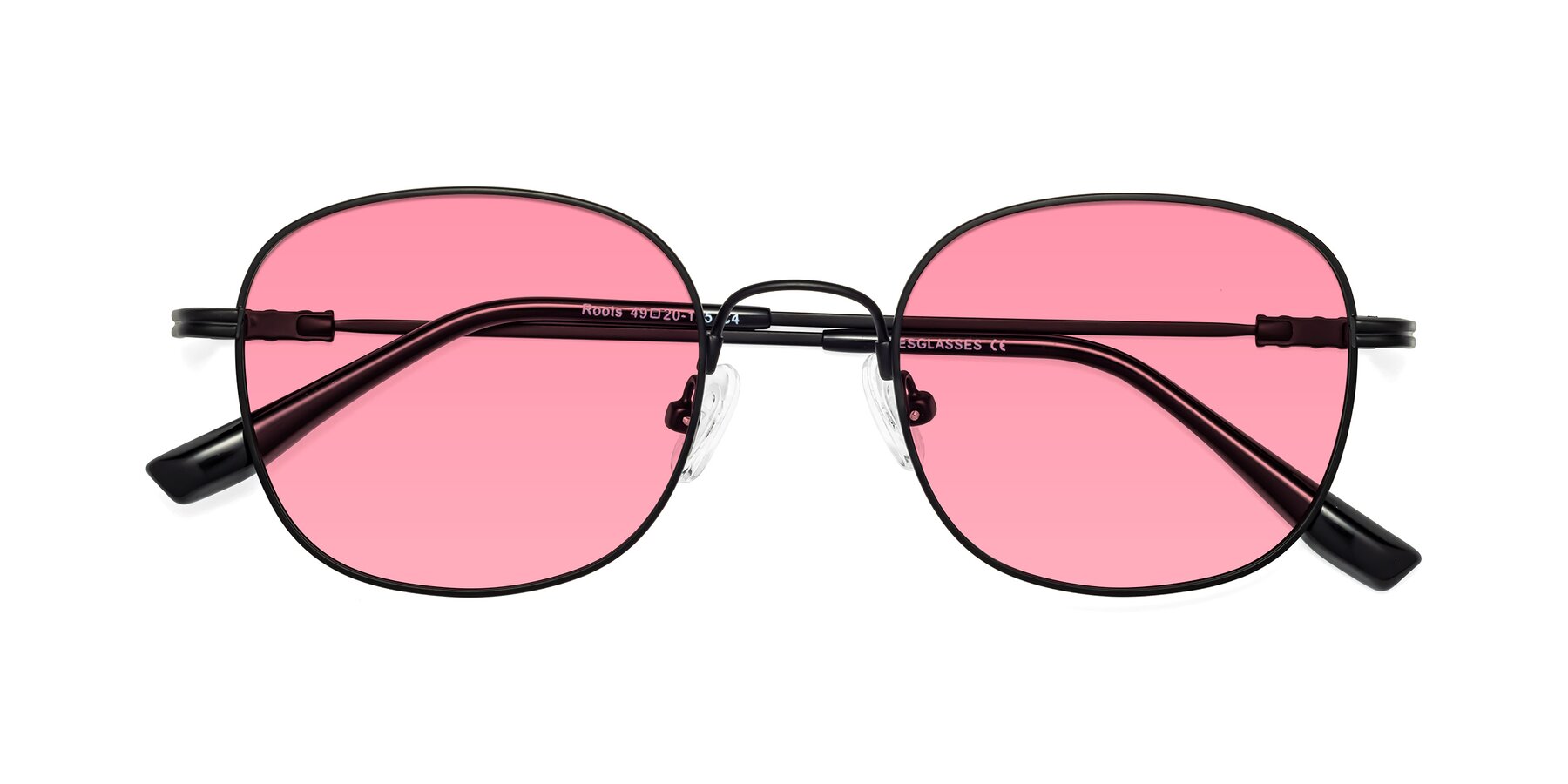 Folded Front of Roots in Black with Pink Tinted Lenses