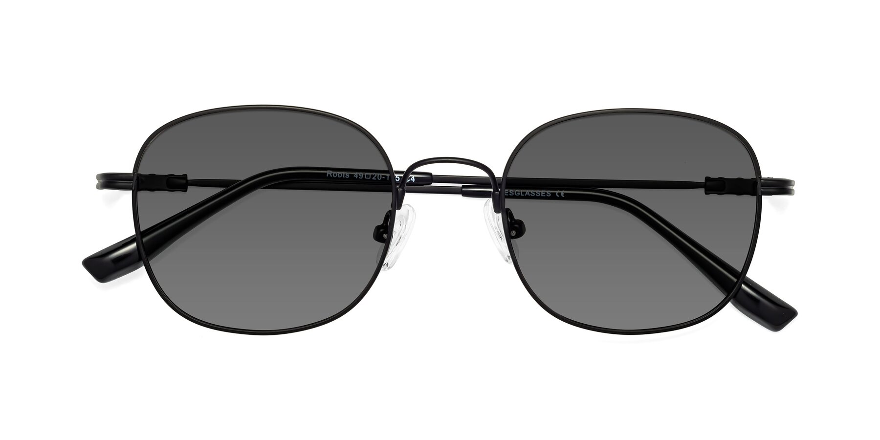 Folded Front of Roots in Black with Medium Gray Tinted Lenses