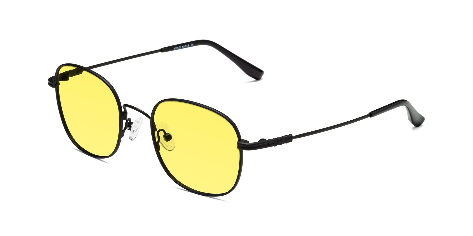 Angle of Roots in Black with Medium Yellow Tinted Lenses