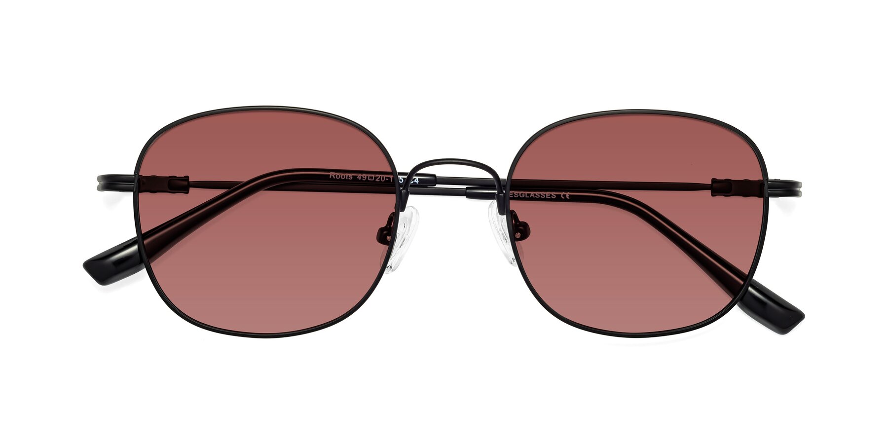 Folded Front of Roots in Black with Garnet Tinted Lenses